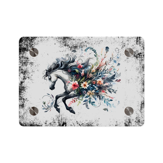Floral Horse Acrylic Wall Art Panel - Modern Home Decor