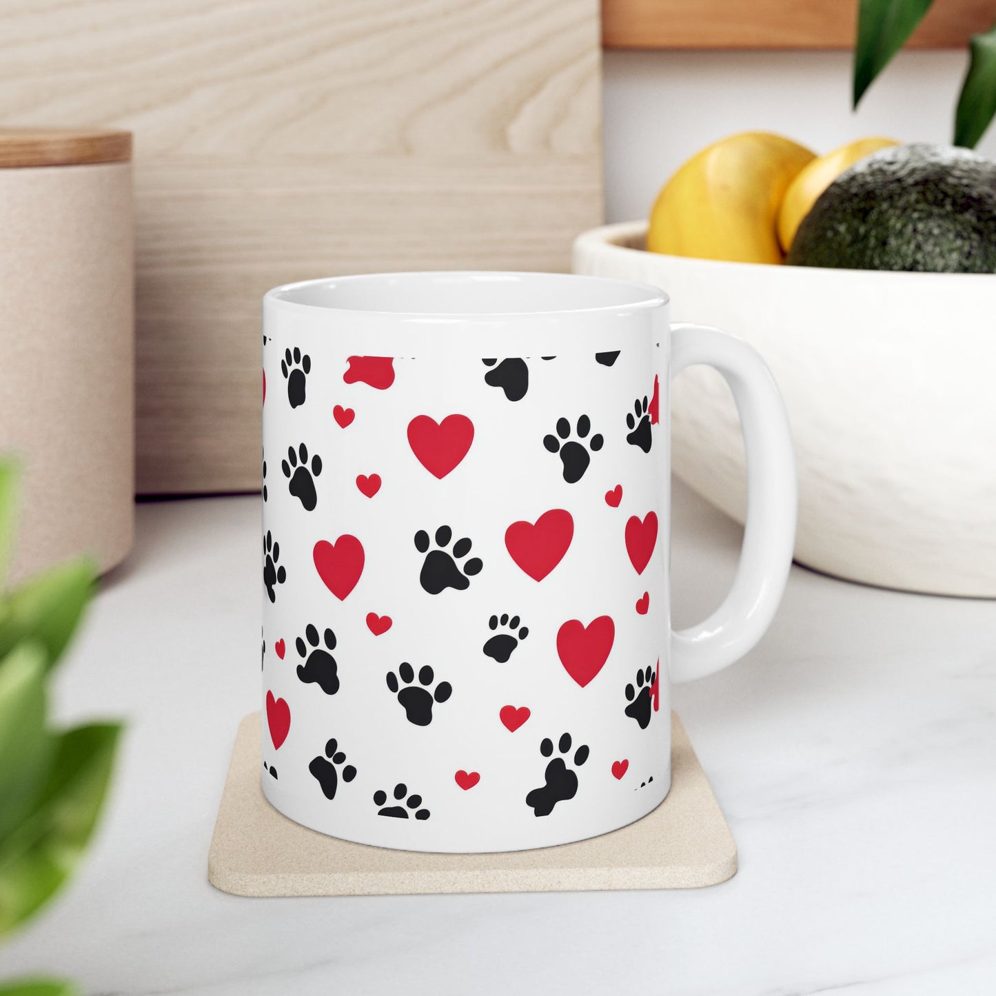 Valentine Paw Print Ceramic Mug – I Love My Furry Valentine (11oz & 15oz)