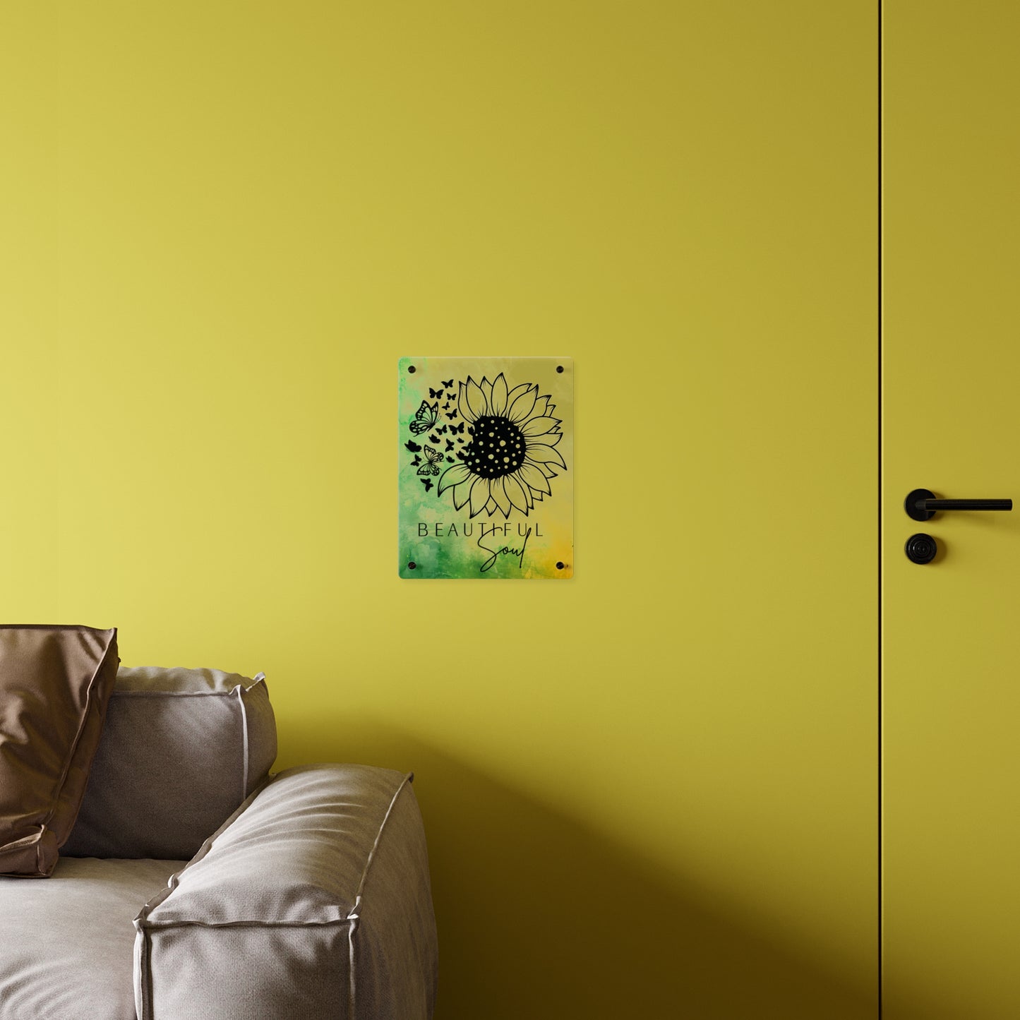 Beautiful Soul Acrylic Wall Art Panel with Sunflower Design