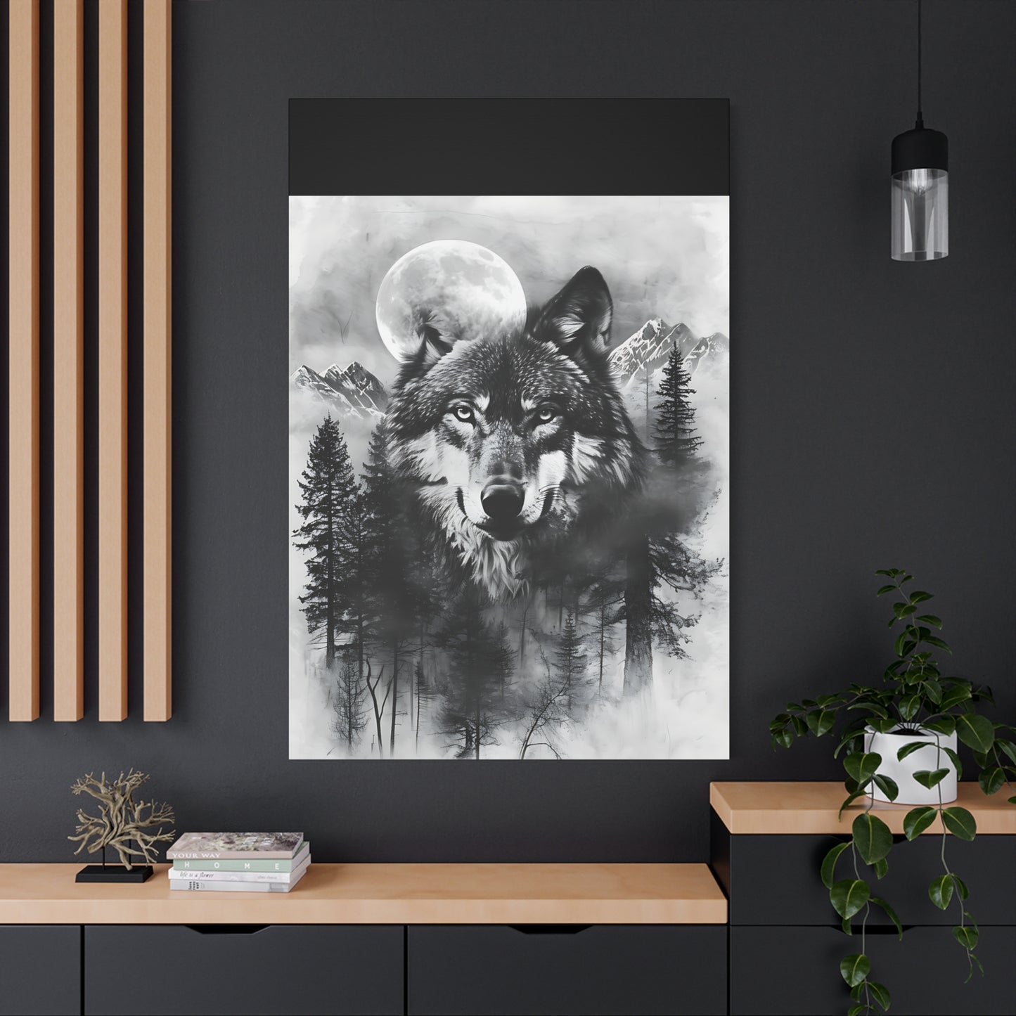Majestic Wolf Canvas Wall Art - Black and White Wilderness Decor
