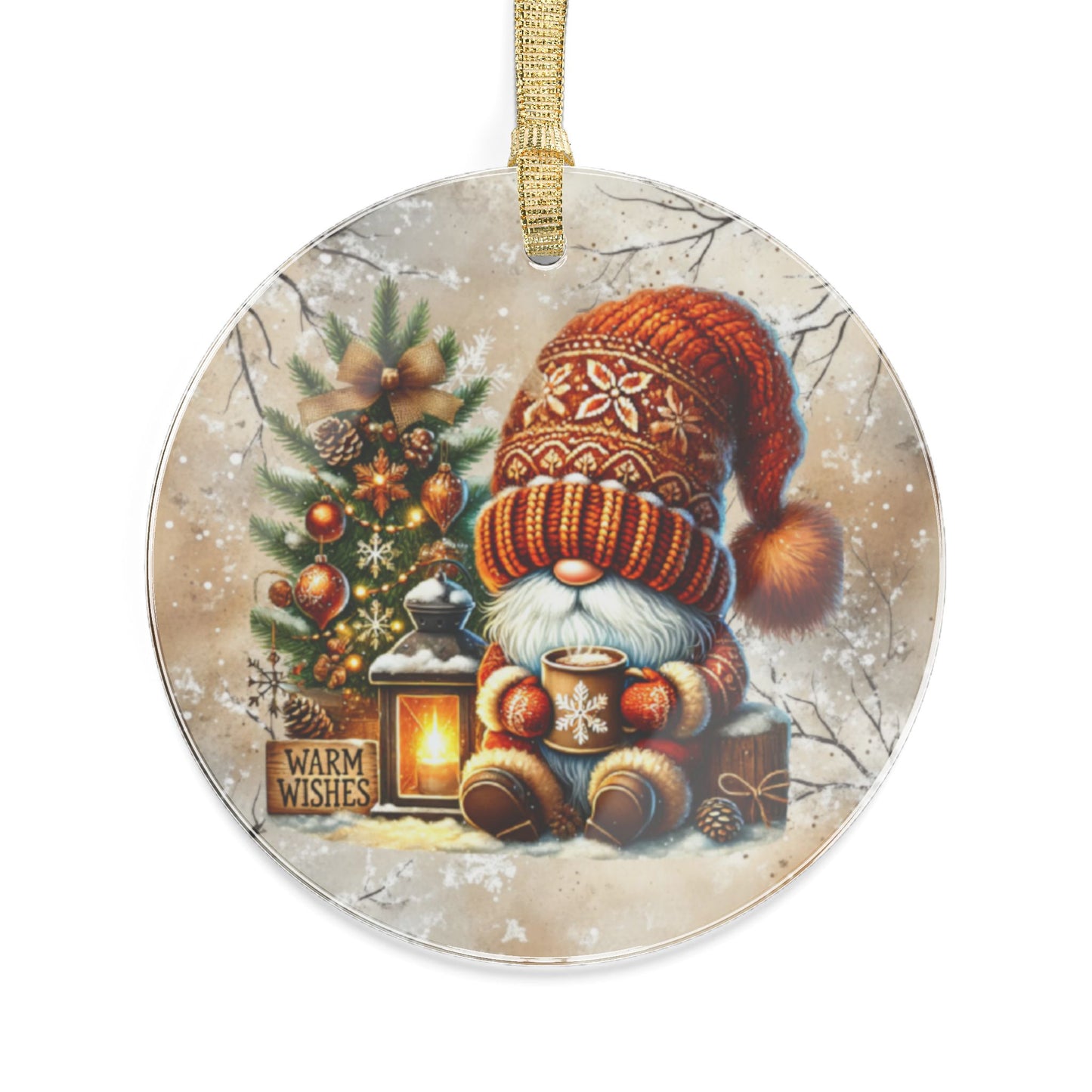 Festive Holiday Acrylic Ornaments with Cozy Gnome Design - Perfect for Christmas Decor