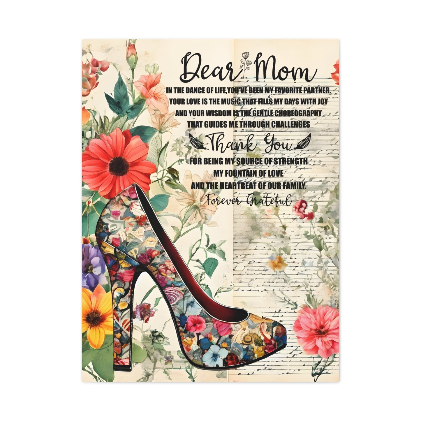 Inspirational Floral Canvas Wall Art for Mom - Perfect Gift for Mother's Day