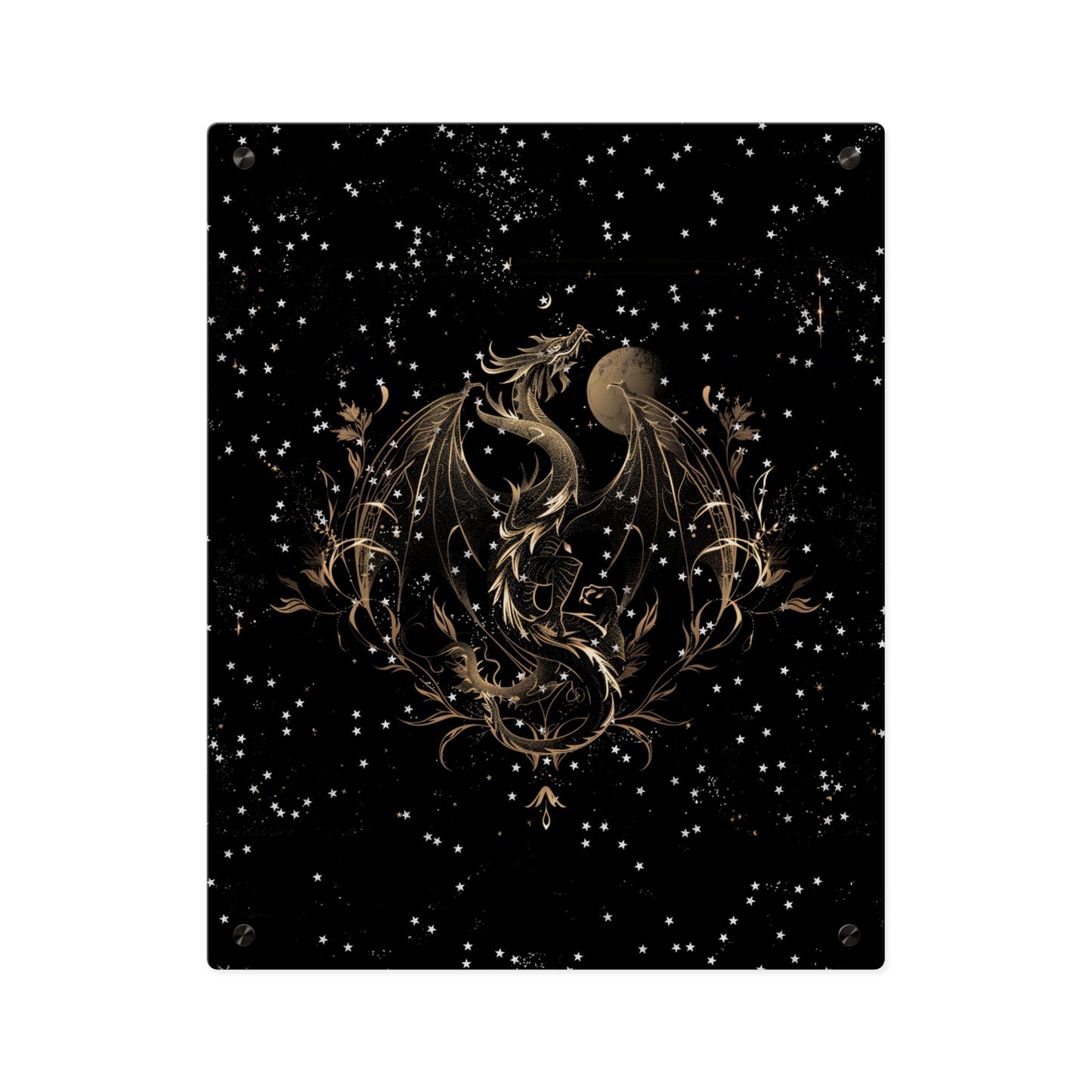 Sleek Dragon Acrylic Wall Art Panel - Celestial Decor for Fantasy Lovers