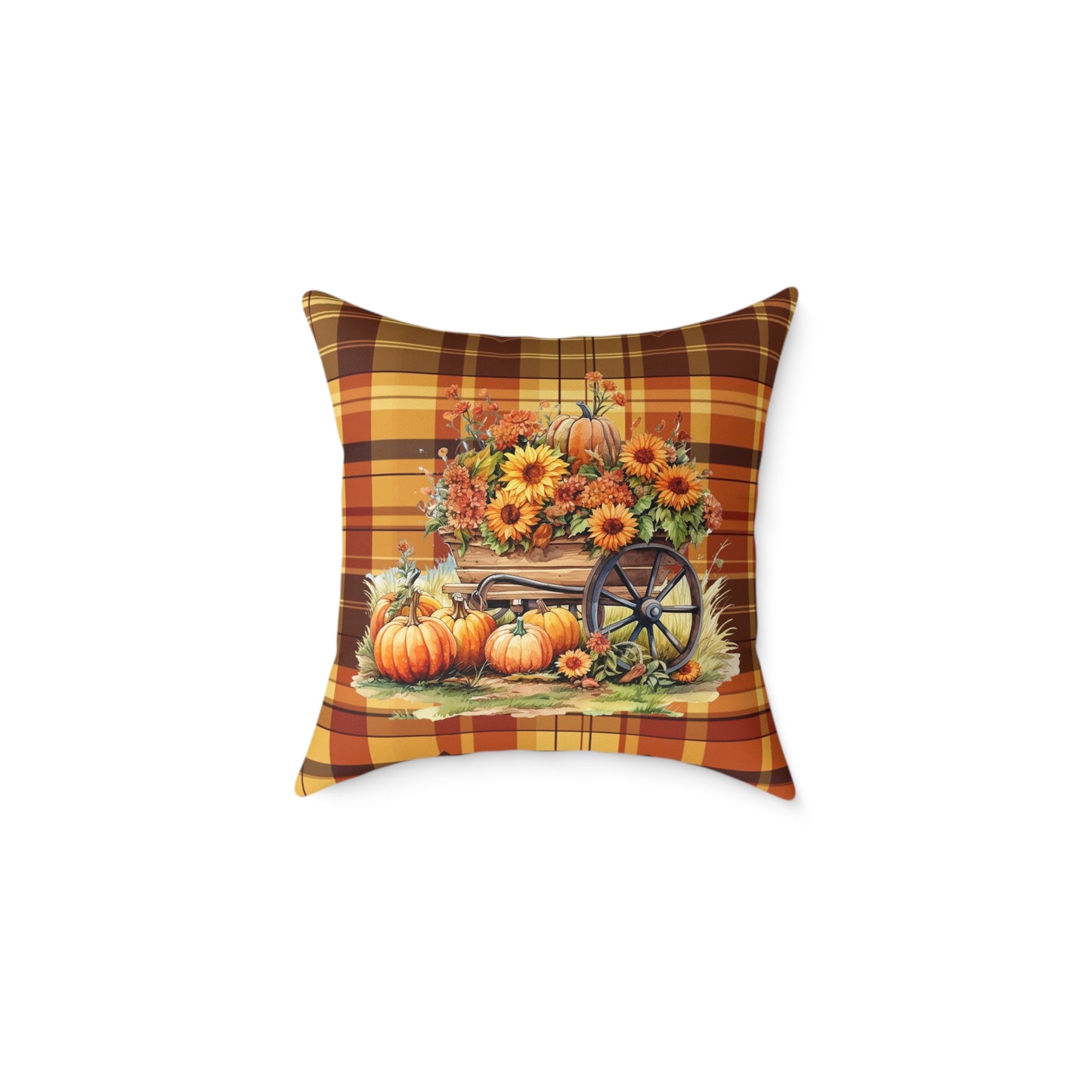 Fall Theme Square Poly Canvas Pillow, Beautiful Two-Sided Fall Pillow for Home or Office, Stylish Accent for Any Room, Perfect Fall Decor