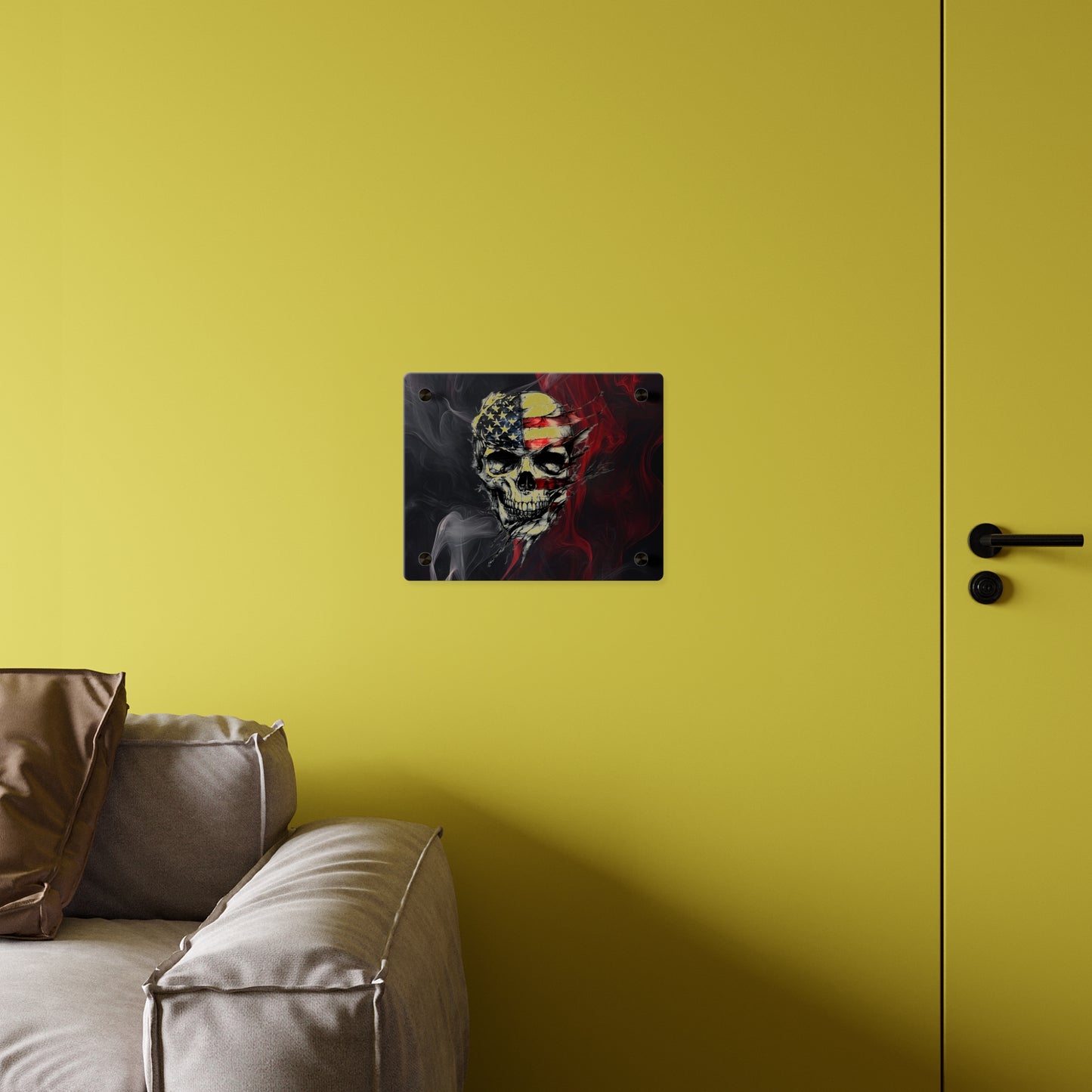 American Skull Acrylic Wall Art Panels - Edgy Decor for Rebels & Patriotic Souls