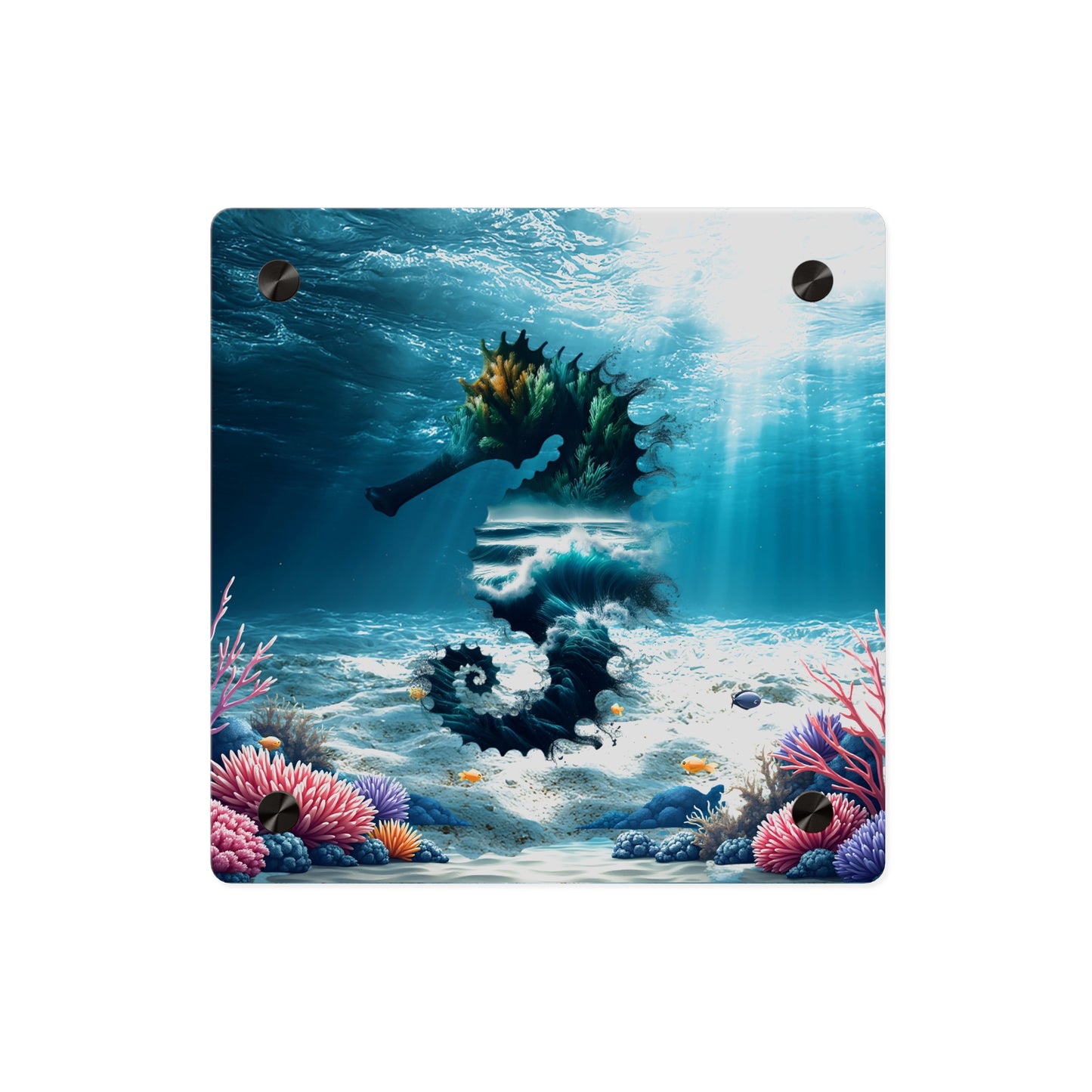 Acrylic Wall Art Panel — Underwater Seahorse Ocean Scene Panel