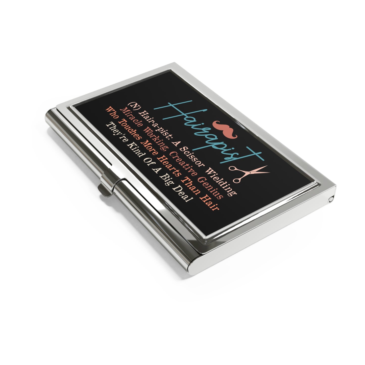 Hairapist Business Card Holder — Funny Hairdresser Scissor-Wielding Gift