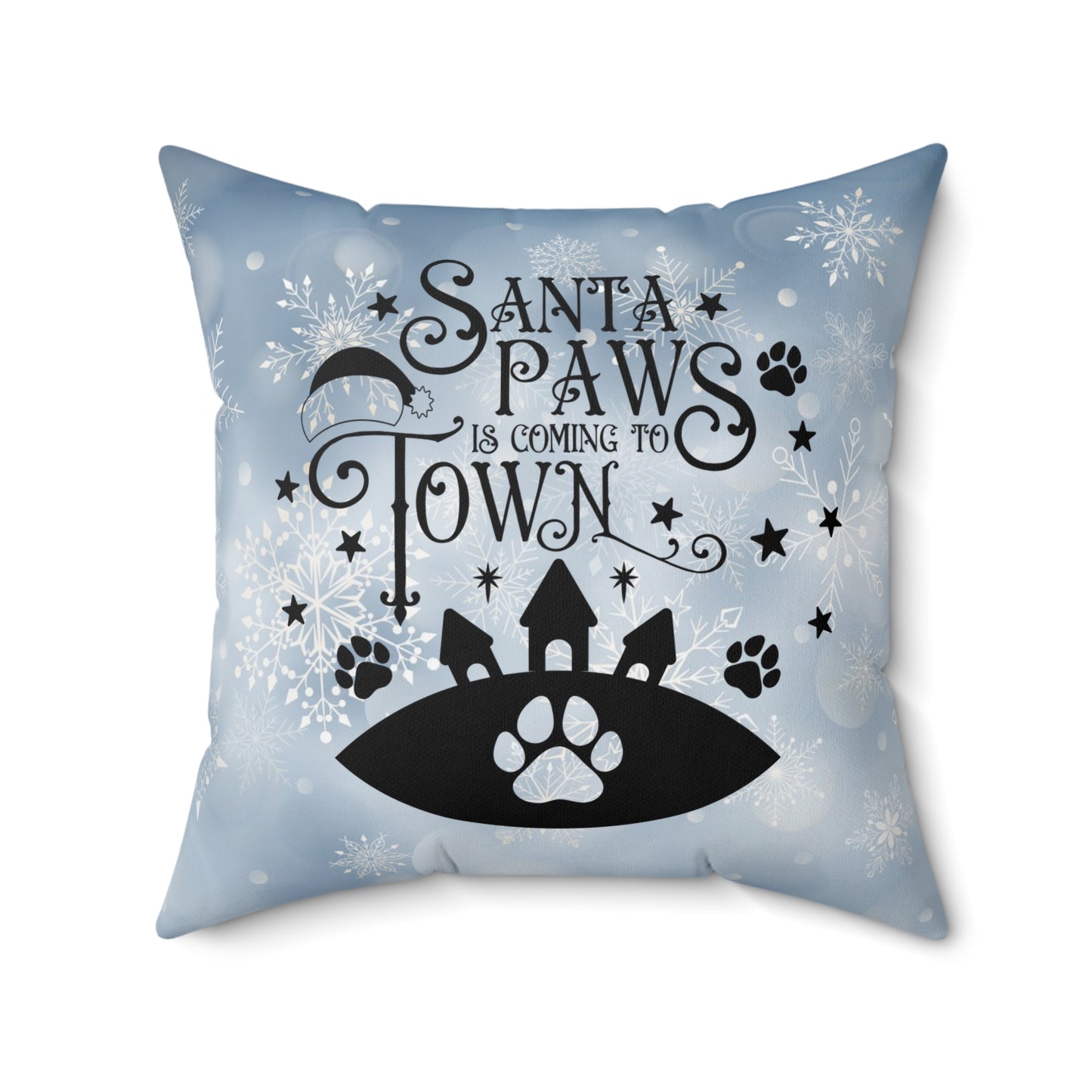 Pet Christmas Theme Spun Polyester Square Pillow, Pet Christmas Quote, Pet Dog Lover's Holiday Decor for Home or Office, Pet Holiday Accent