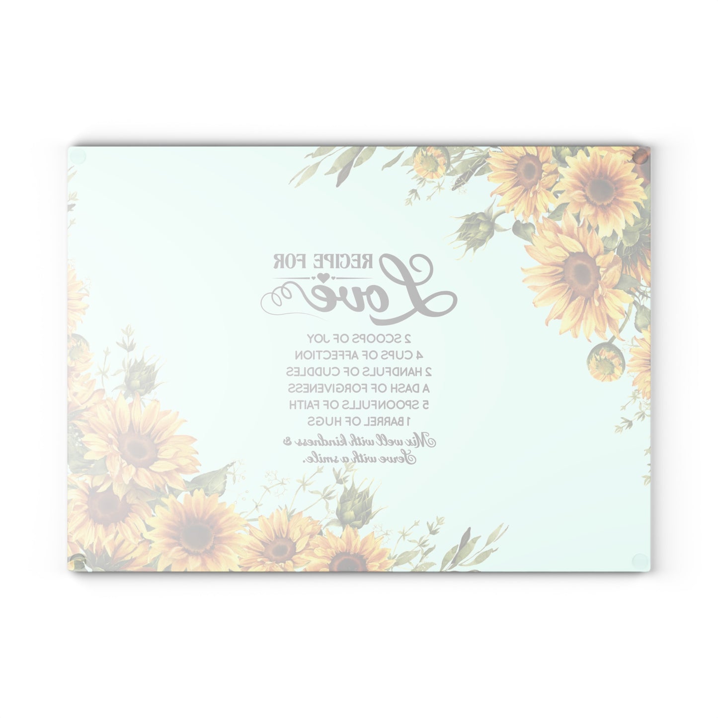 Glass Cutting Board Love Recipe Quote - Kitchen Essential Gift