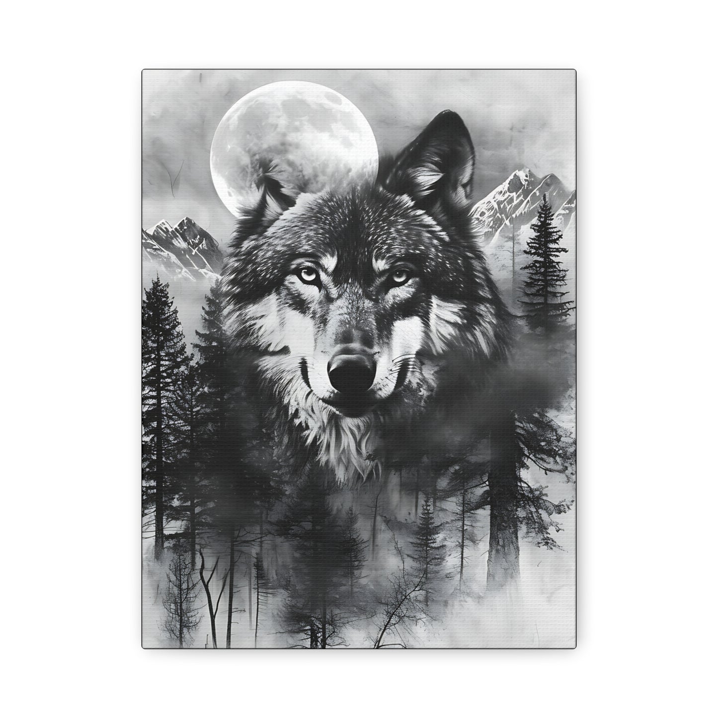 Majestic Wolf Canvas Wall Art - Black and White Wilderness Decor