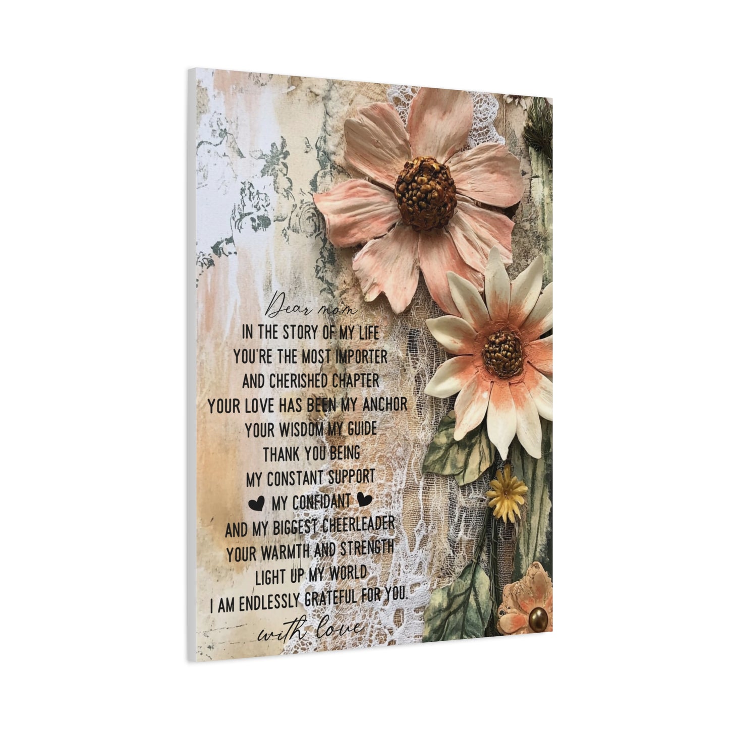 Floral Canvas Wall Art - Heartfelt Mom Appreciation Decor