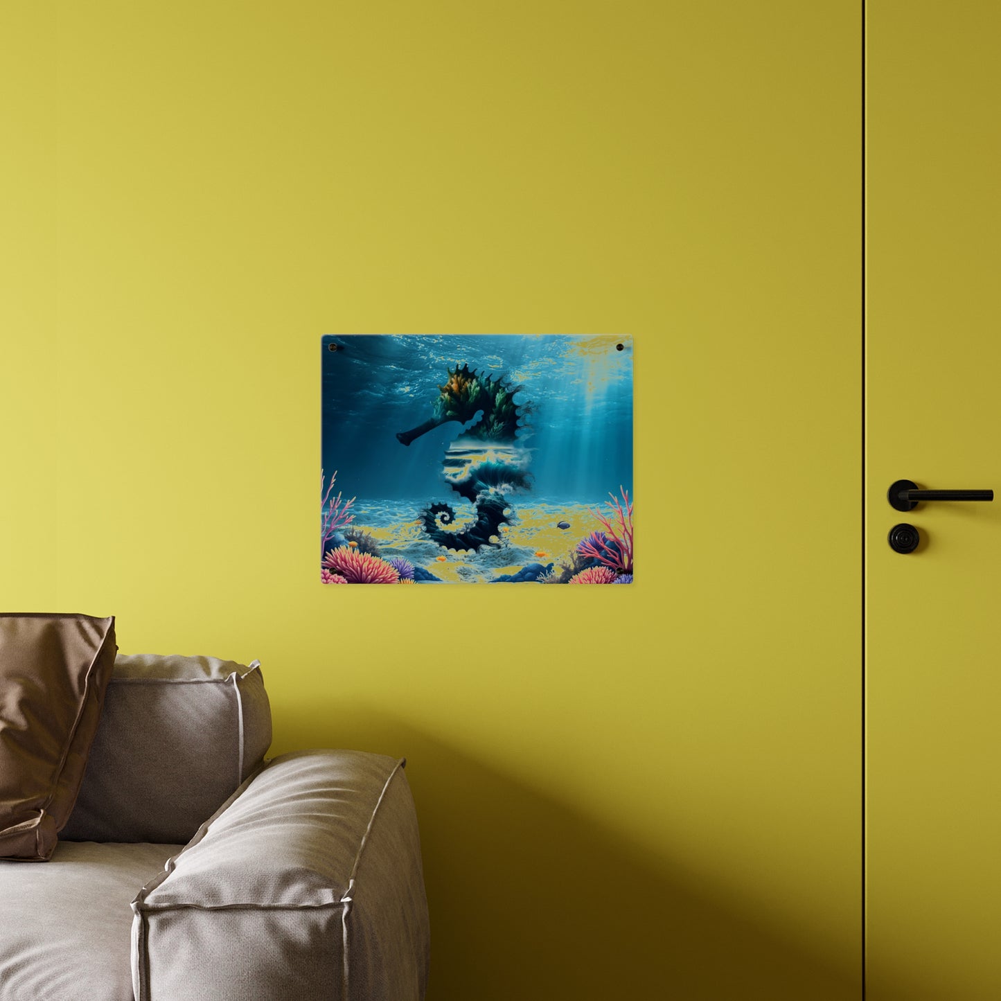 Acrylic Wall Art Panel — Underwater Seahorse Ocean Scene Panel