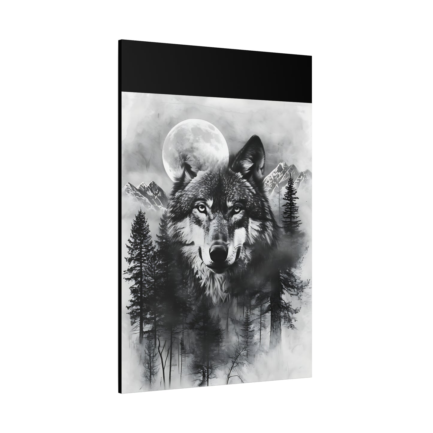Majestic Wolf Canvas Wall Art - Black and White Wilderness Decor