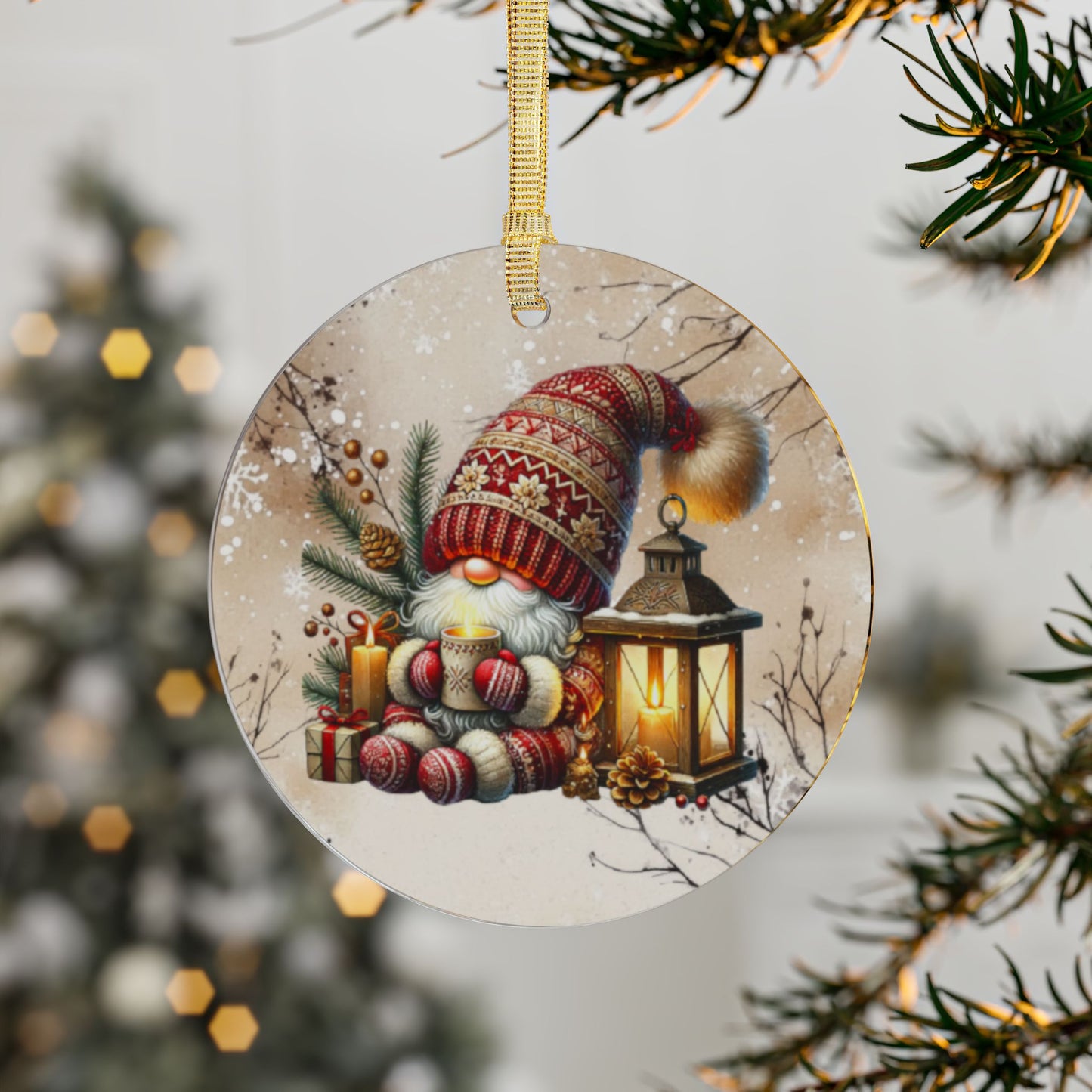 Christmas Acrylic Ornaments with Santa Gnome Design Holiday Decor