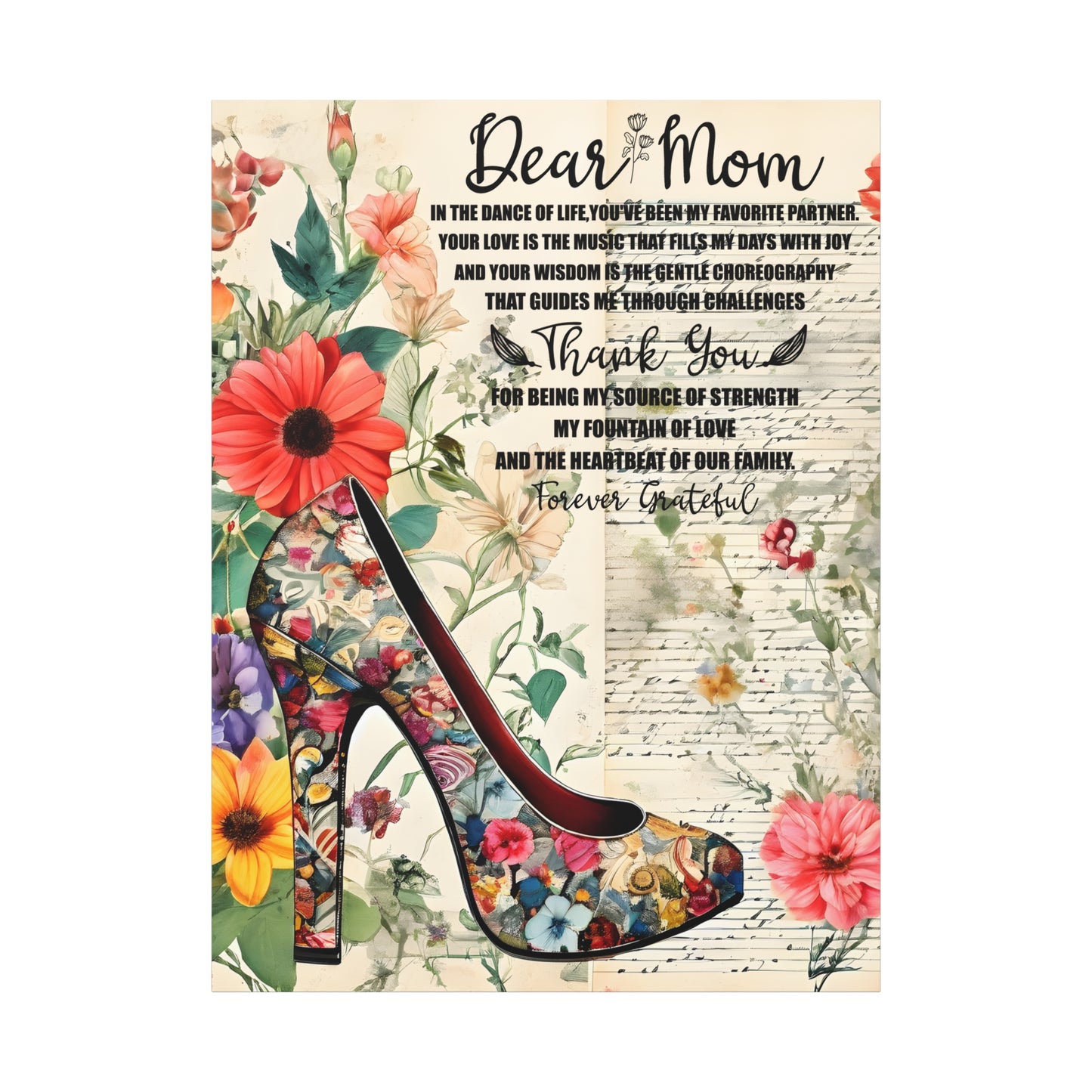 Inspirational Floral Canvas Wall Art for Mom - Perfect Gift for Mother's Day