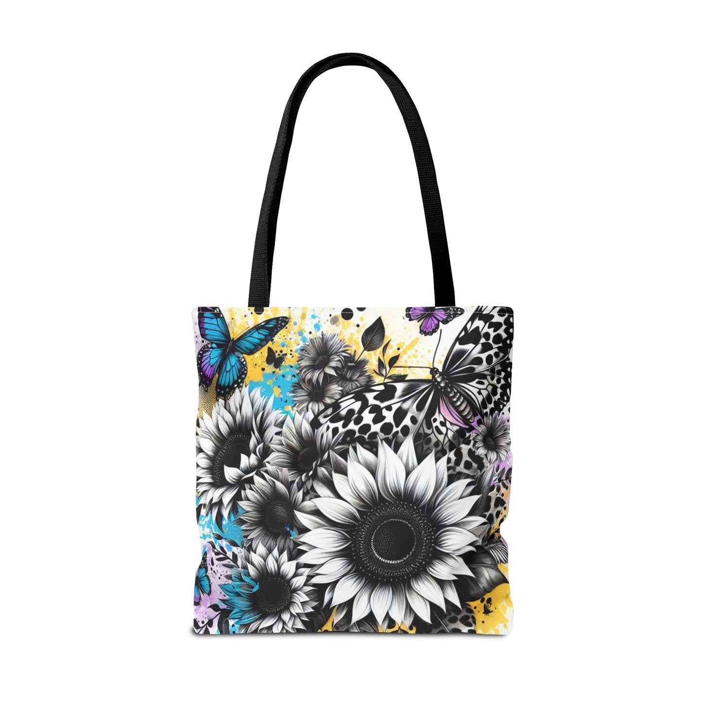 Sunflower & Butterflies Tote Bag — Color Splash Floral All-Over Print
