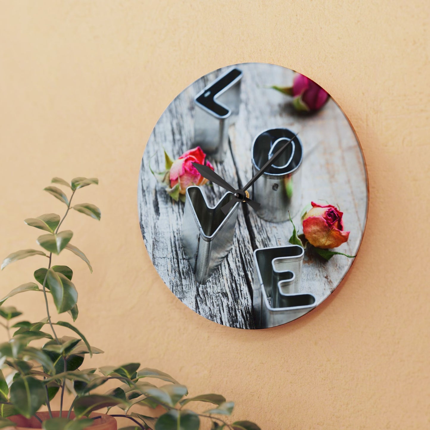 Rustic Charm Acrylic Wall Clock - Farmhouse Home Office Decor
