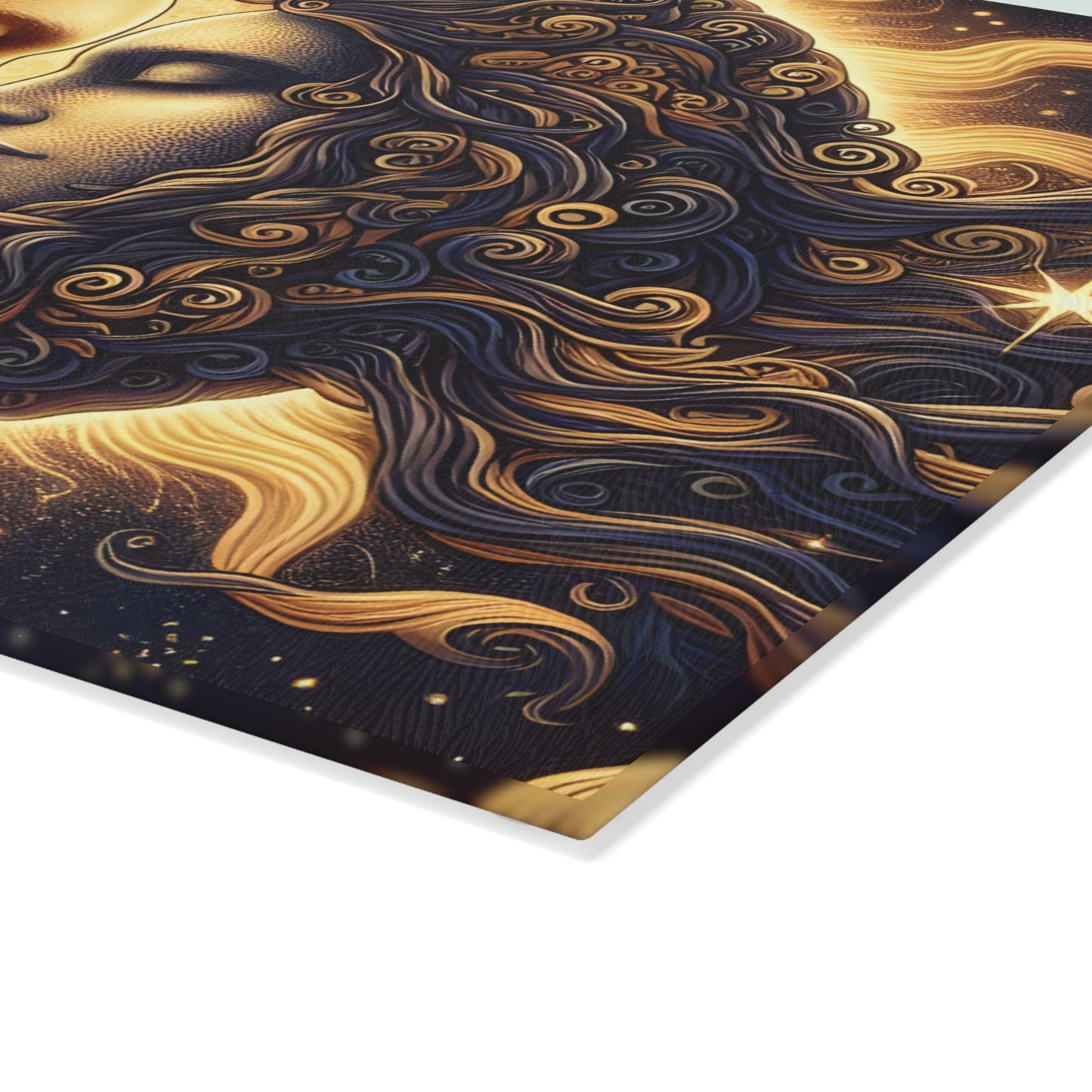 Celestial Sun & Moon Glass Cutting Board
