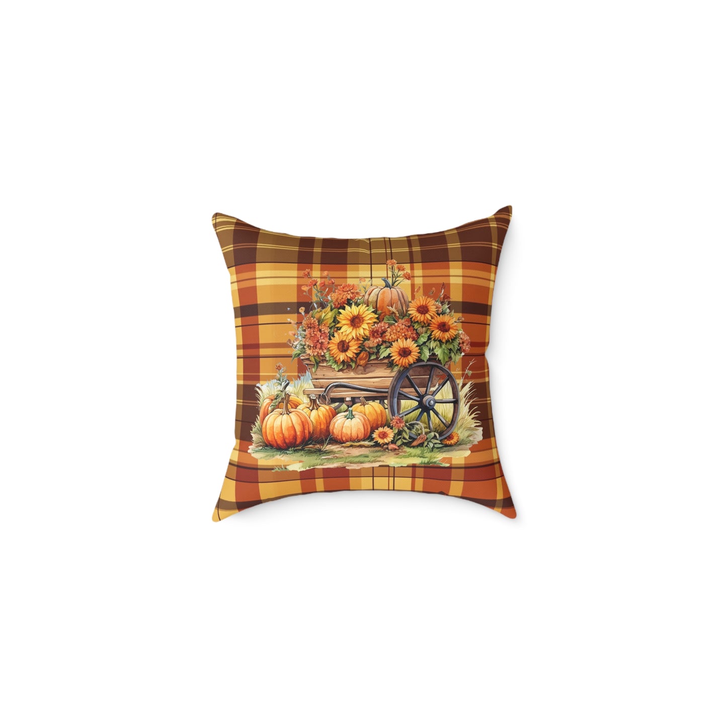 Fall Theme Square Poly Canvas Pillow, Beautiful Two-Sided Fall Pillow for Home or Office, Stylish Accent for Any Room, Perfect Fall Decor