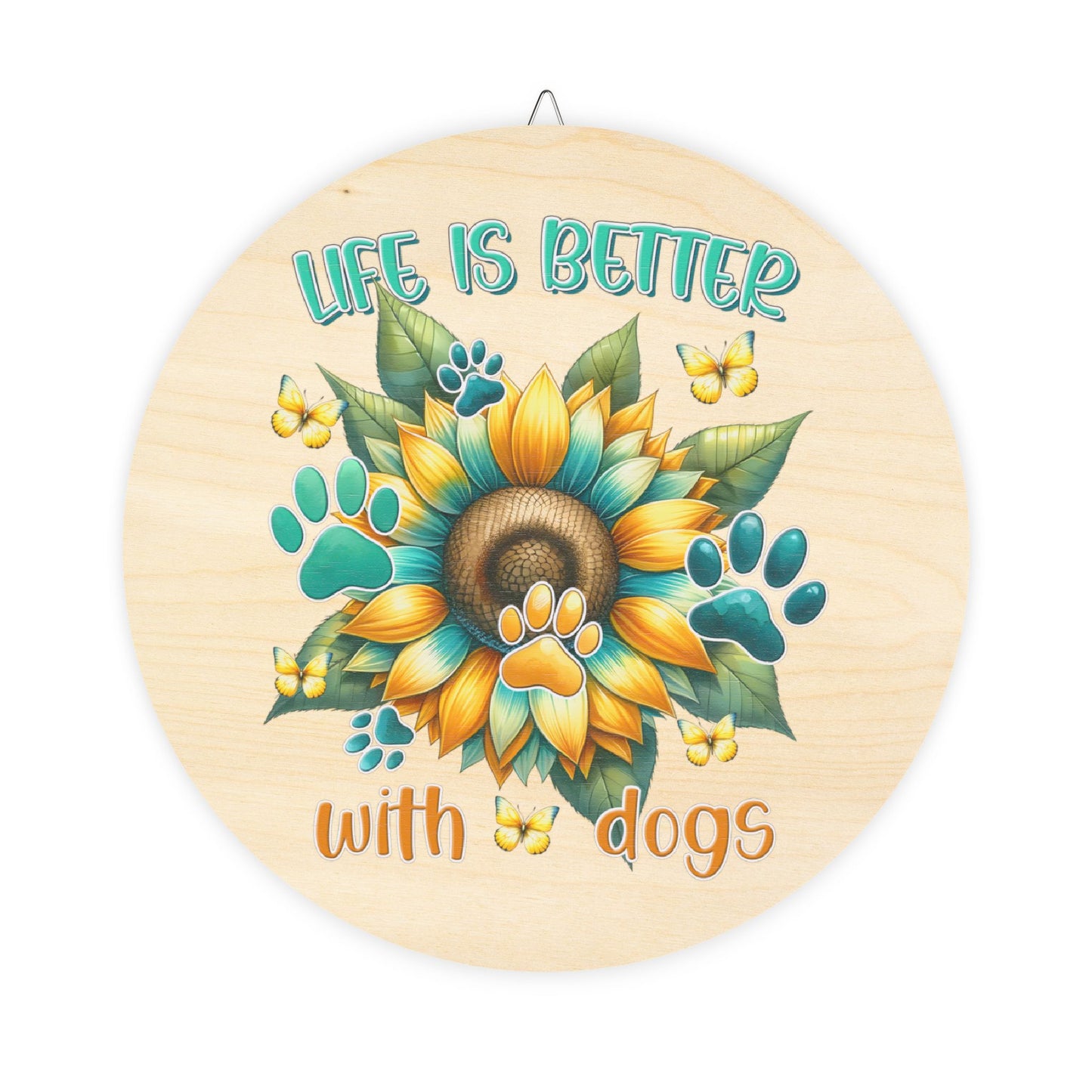 Rustic Charm Wood Signs - Dog Lovers Sunflower Home Office Decor Gift