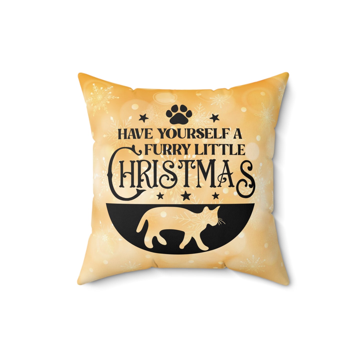 Pet Cat Christmas Theme Spun Polyester Square Pillow, Animal Lovers, CatLover's Christmas Decor, Christmas Quote Cat Accent for Home or Office
