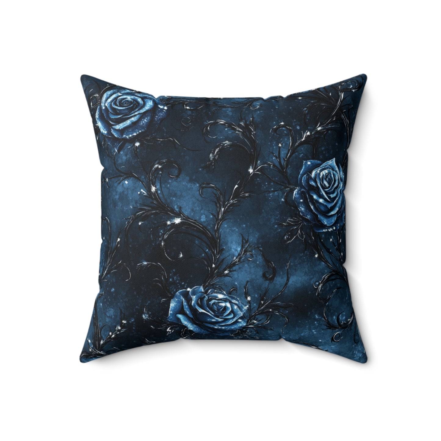 Elegant Gothic Blue Rose Square Pillow, Decorative Cushion, Home Decor, Gift for Her, Accent Pillow for Bedrooms, Cozy Living Room Decor