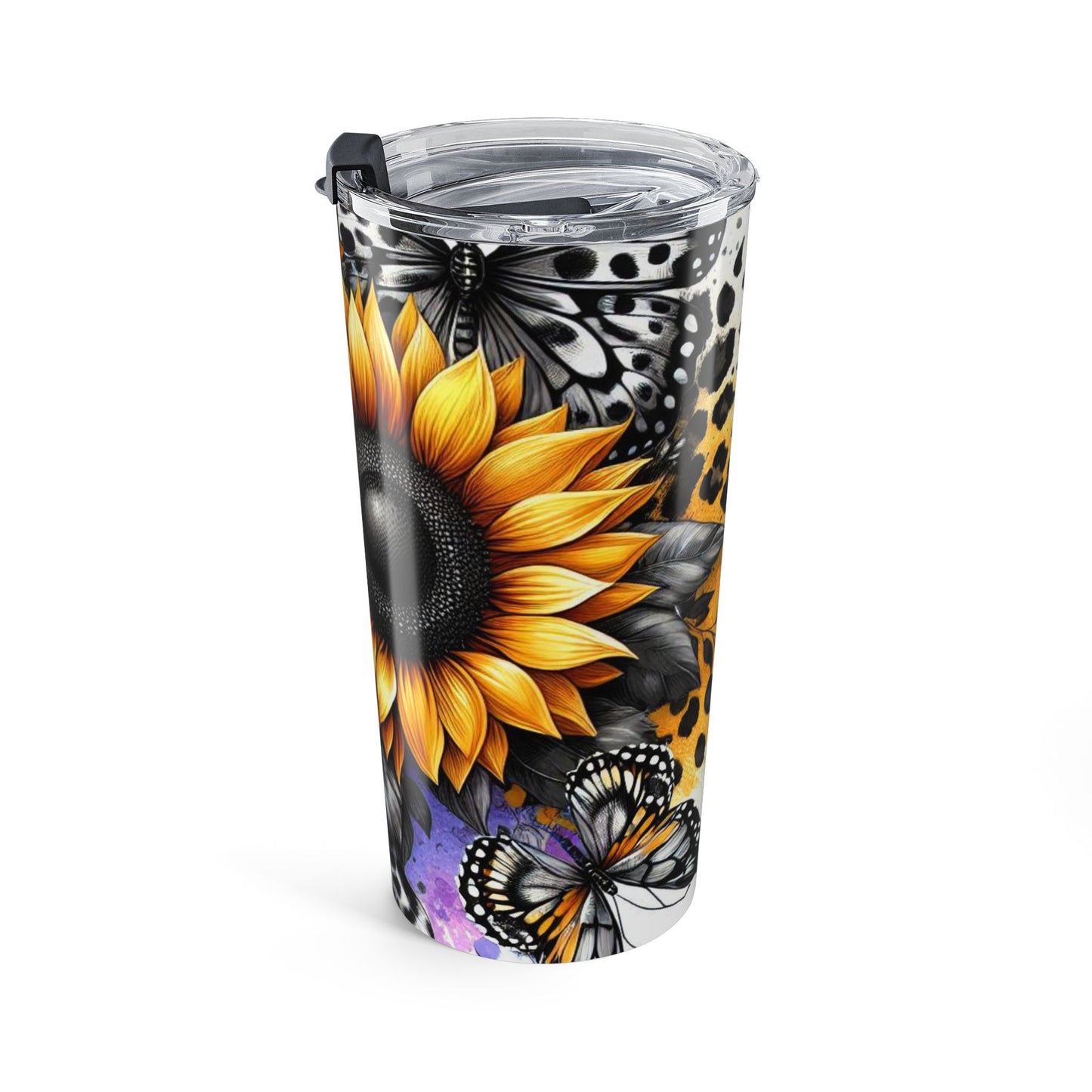 Vibrant Sunflower Leopard Tumbler 20oz - Gift for Her