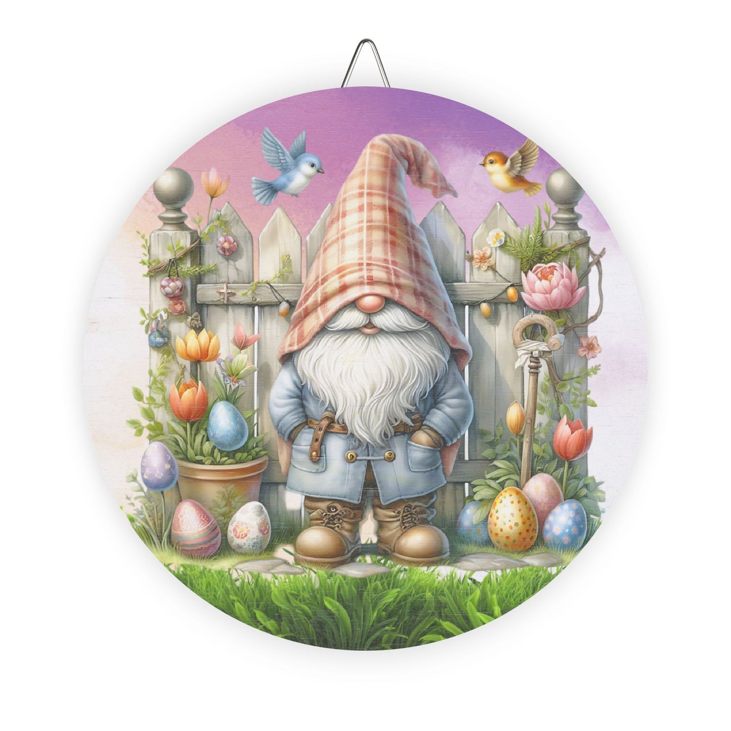 Easter Gnome Rustic Charm Wood Sign - Charming Spring Decor for Home & Garden