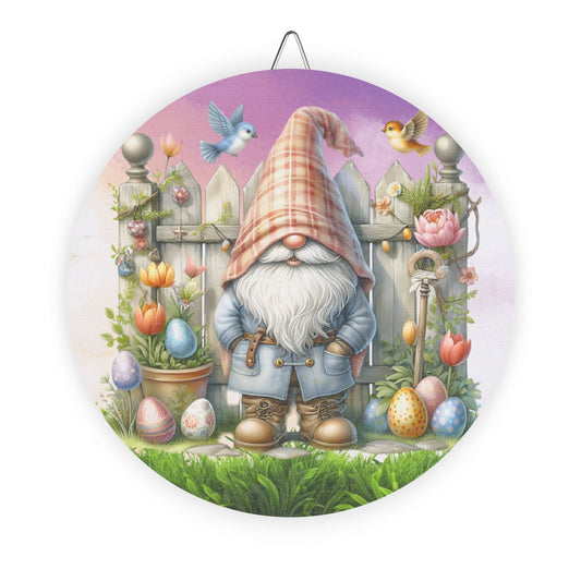Easter Gnome Rustic Charm Wood Sign - Charming Spring Decor for Home & Garden