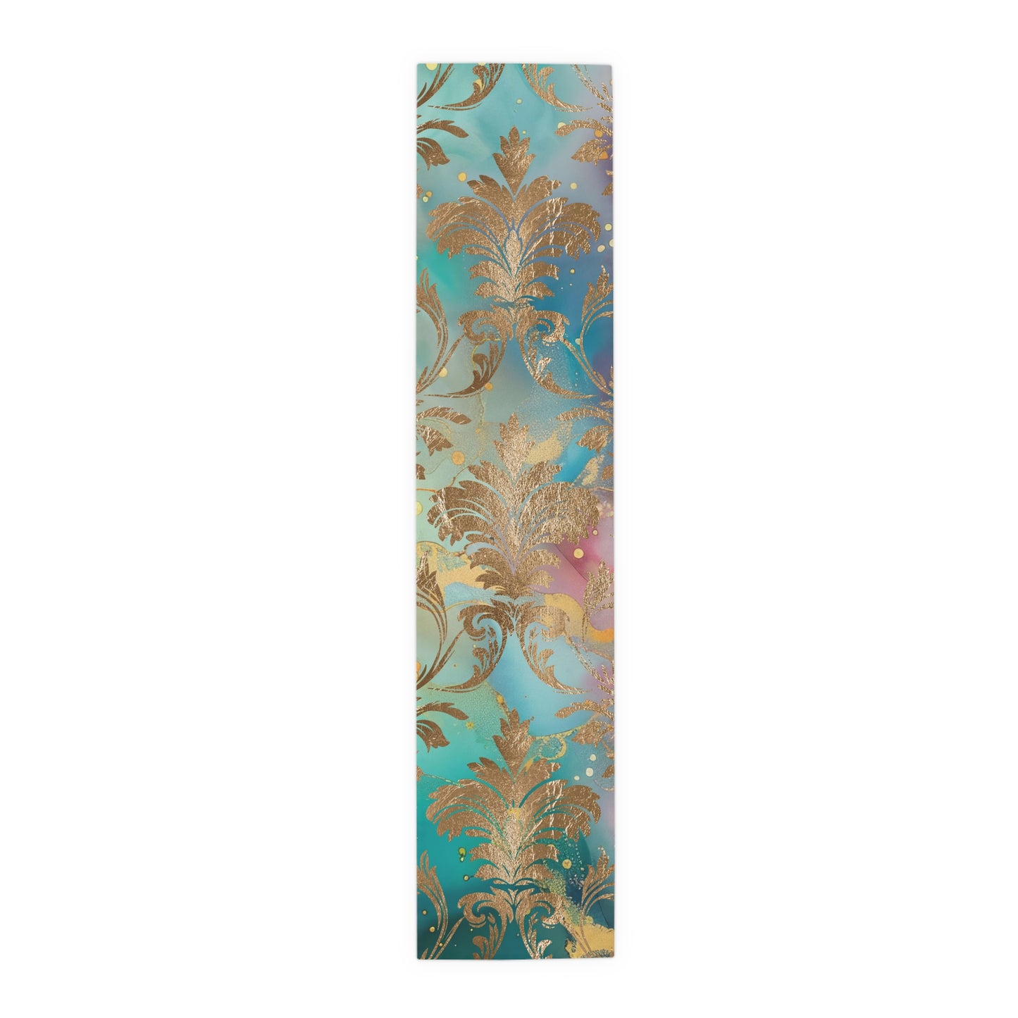 Elegant Floral Table Runner for Dining, Bohemian Home Decor, Wedding Table Decoration, Holiday Table Setting, Gold Foil Design