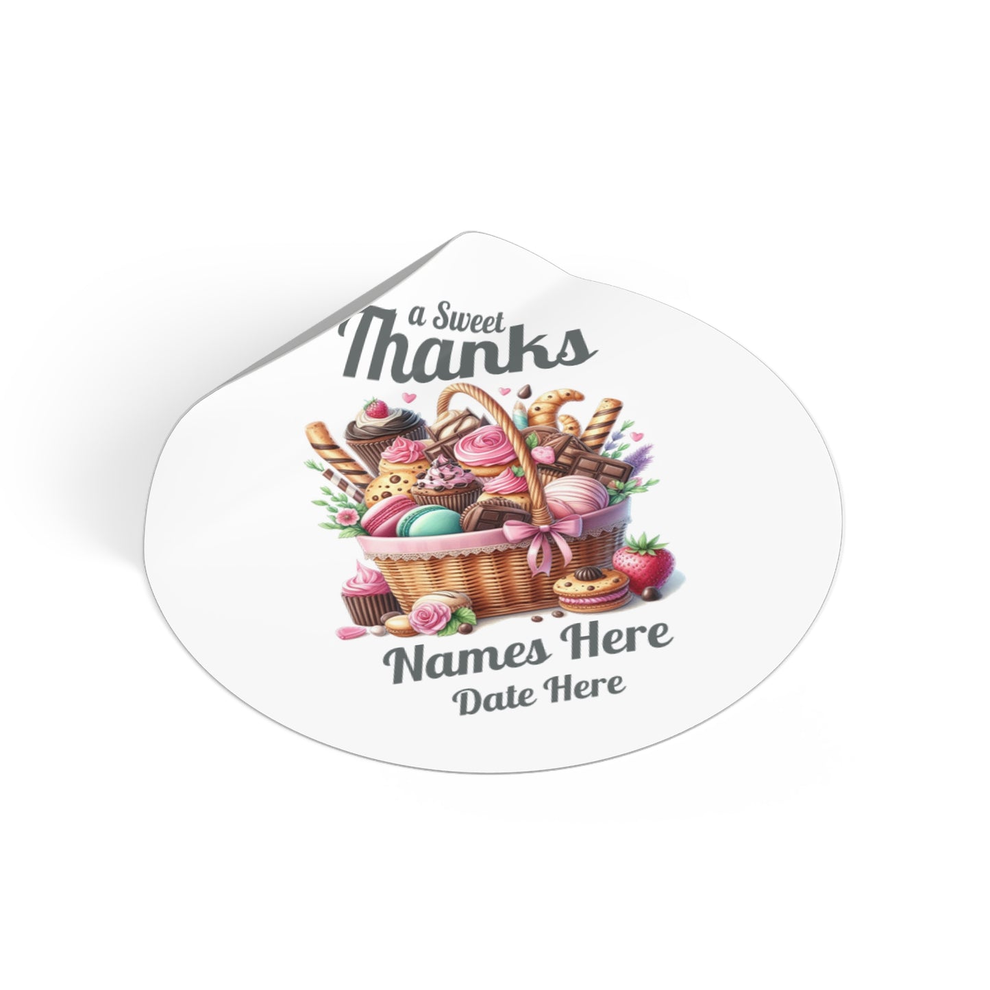 Sample Personalized Sweet Thanks Stickers for Events, Wedding Favors, Party Decor, Custom Labels, Gift Wrap