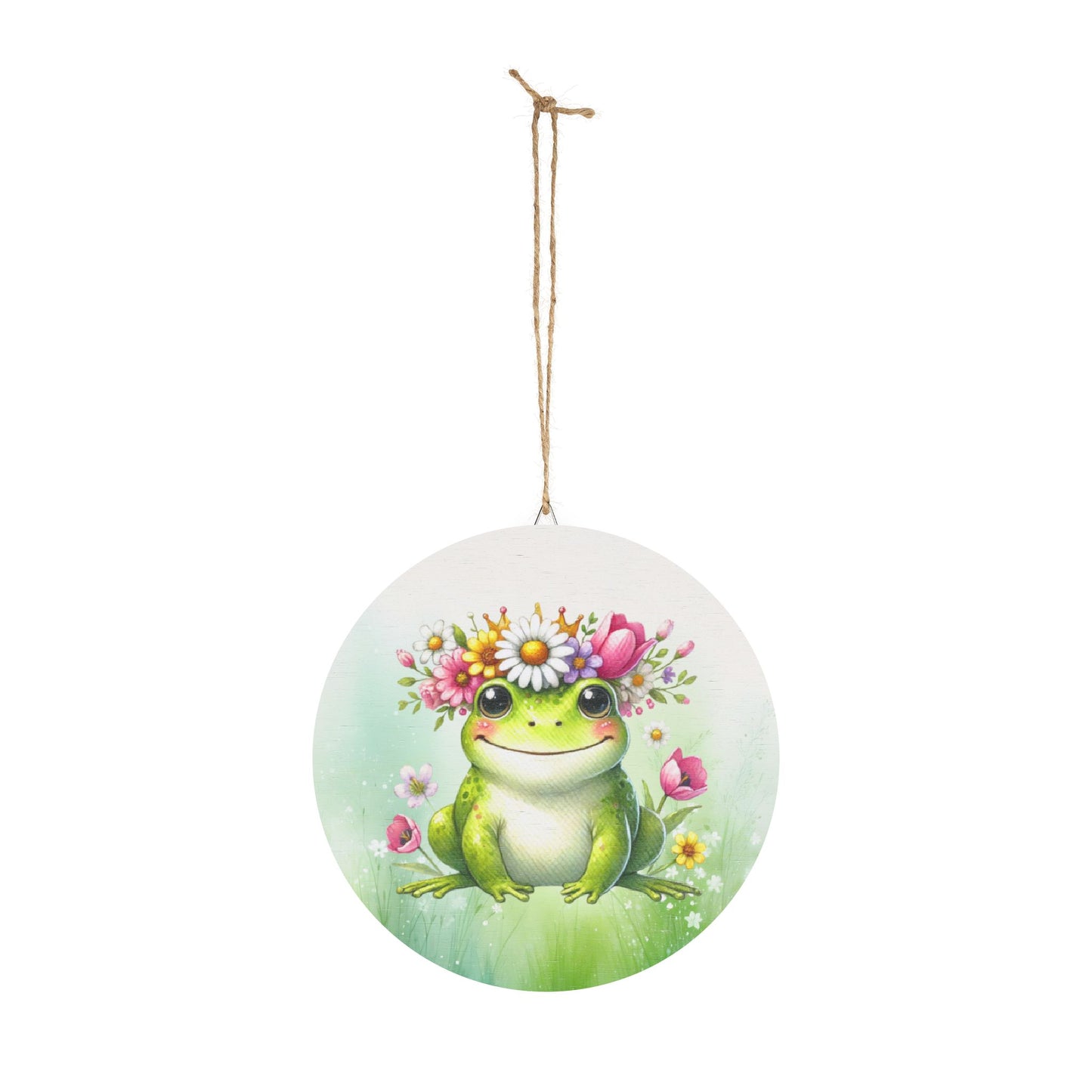 Rustic Charm Whimsical Frog Floral Print Wood Sign - Rustic Charm Decor