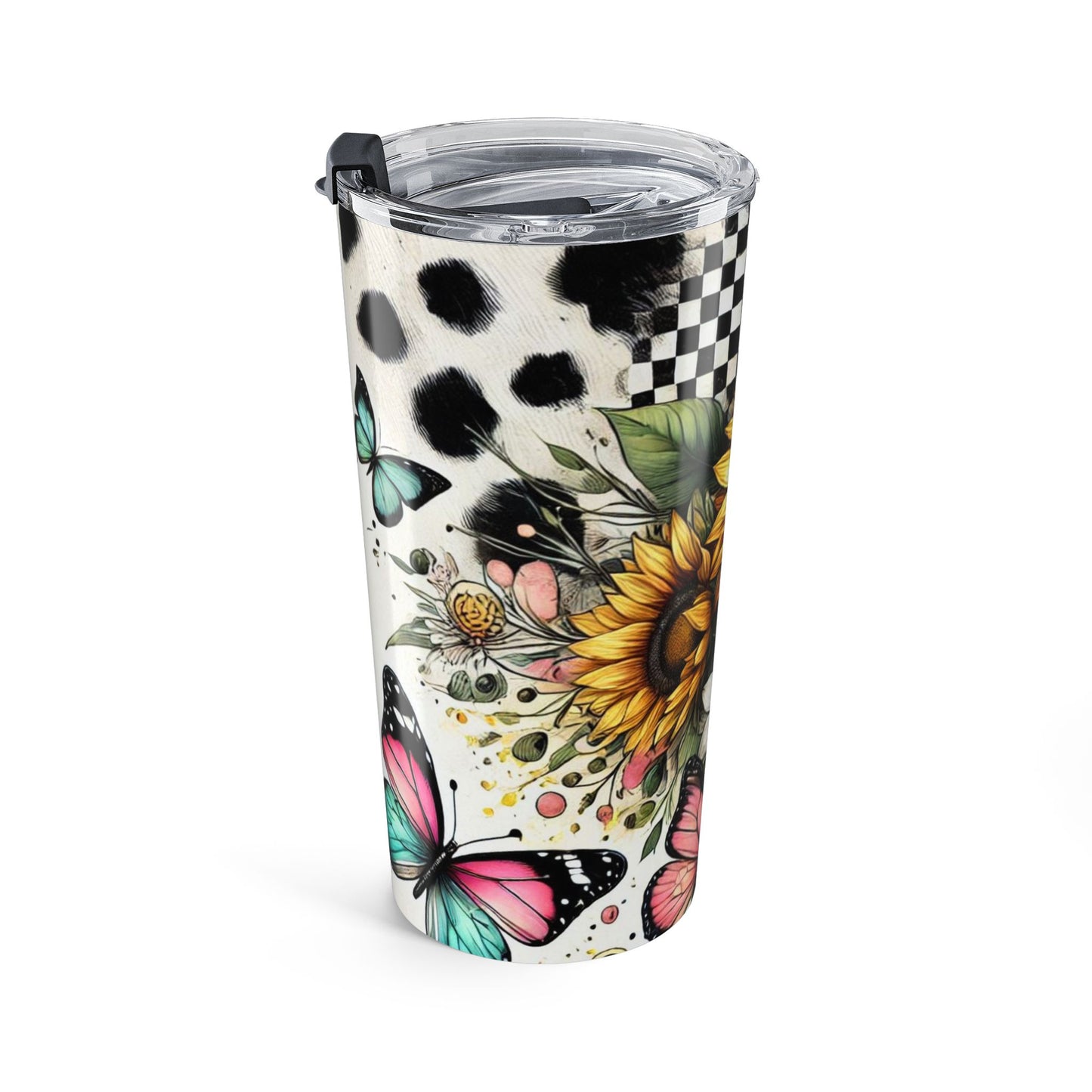 Floral Butterfly Tumbler 20oz - Vibrant Sunflower Gift
