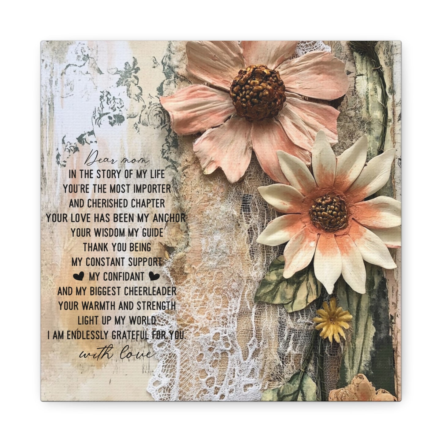Floral Canvas Wall Art - Heartfelt Mom Appreciation Decor