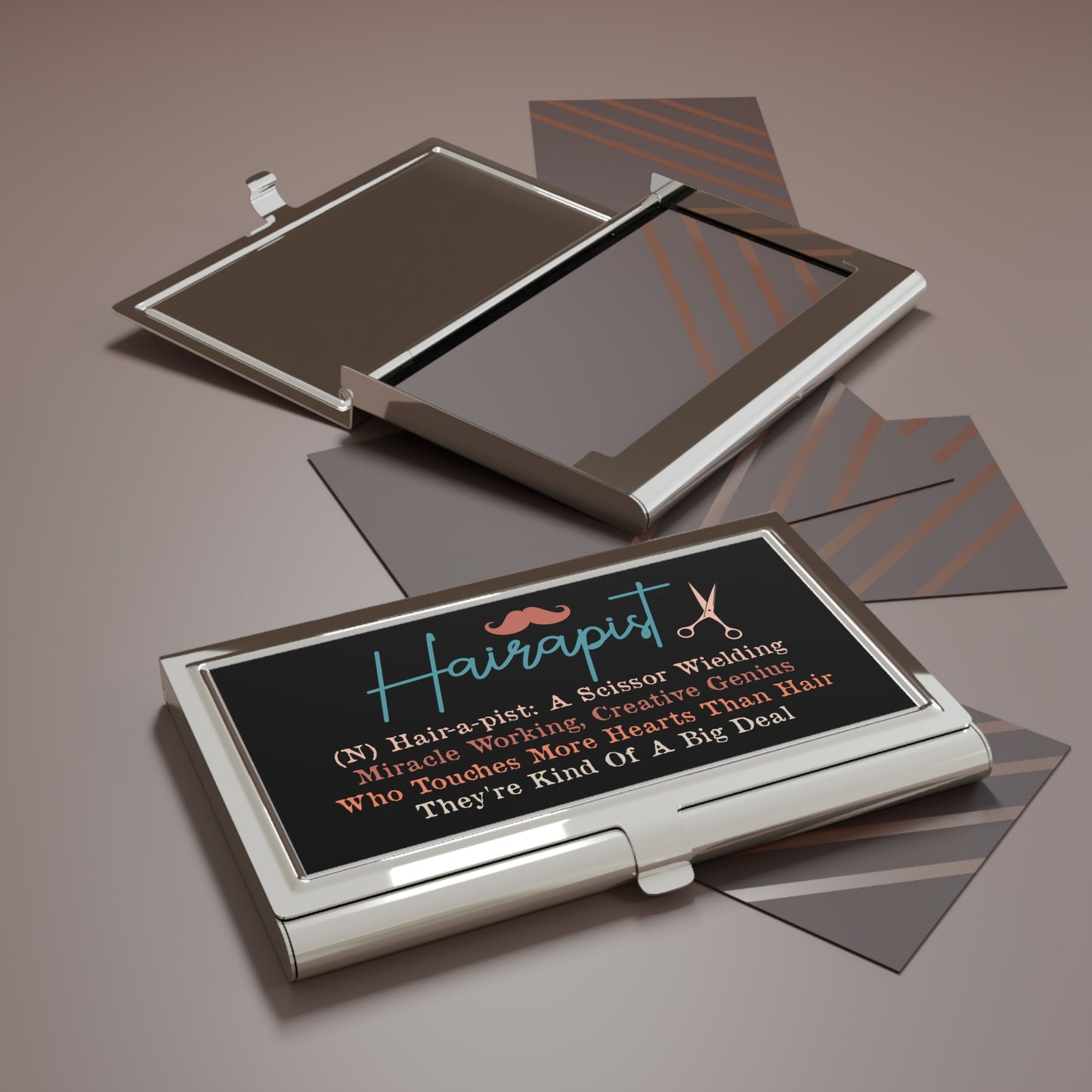 Hairapist Business Card Holder — Funny Hairdresser Scissor-Wielding Gift