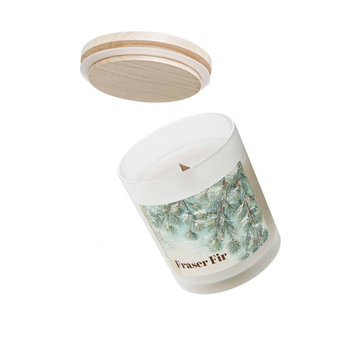 Vanilla Frosted Glass Candle – 11oz Scented Soy Candle with Wooden Lid