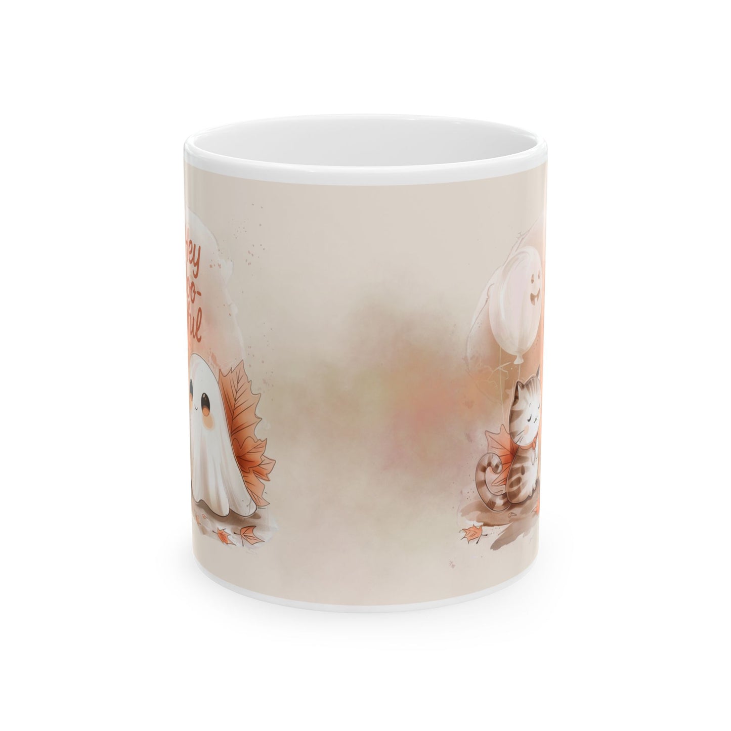 Autumn Hey Boo-tiful Ghost Ceramic Mug, Cozy Fall Mug, Cute Ghost Coffee Cup, Gift for Ghose Lovers, Halloween Decor, Thanksgiving Coffee Mug