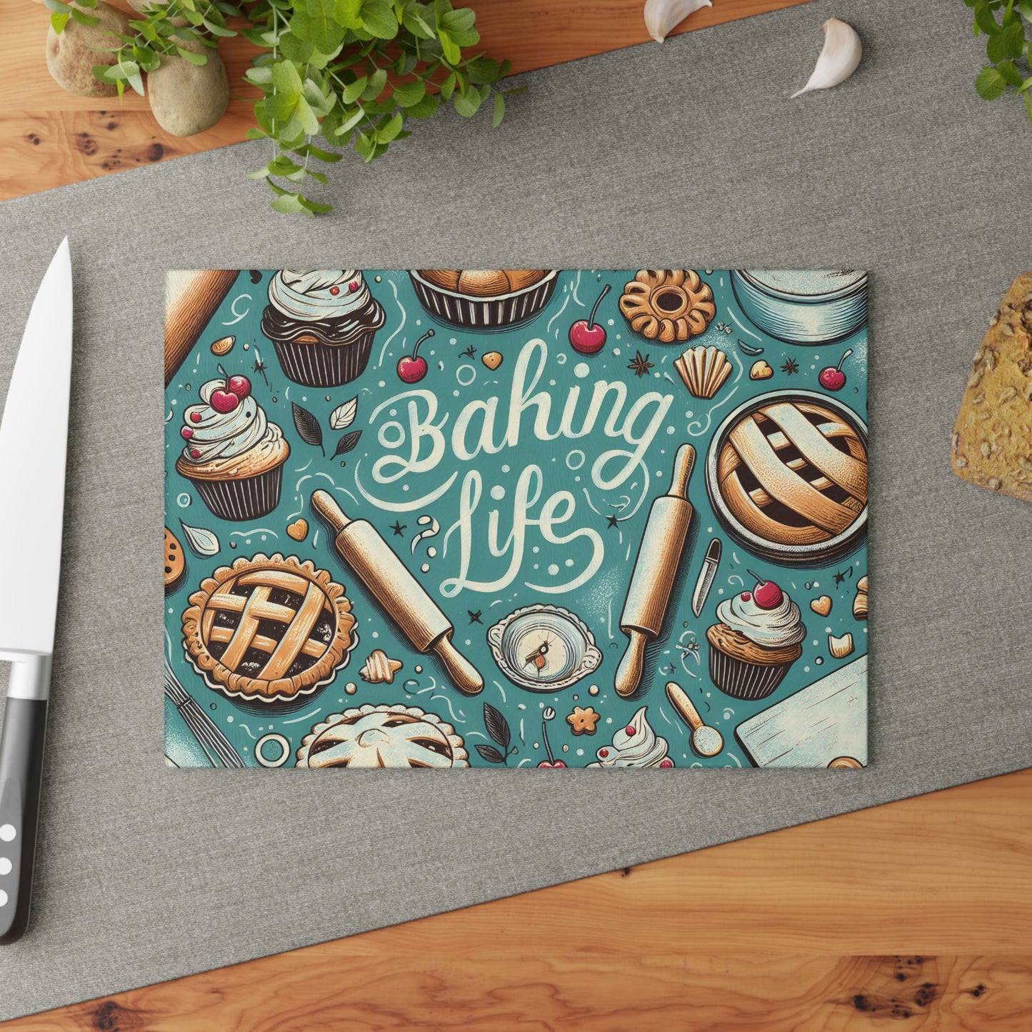Baking Life Glass Cutting Board