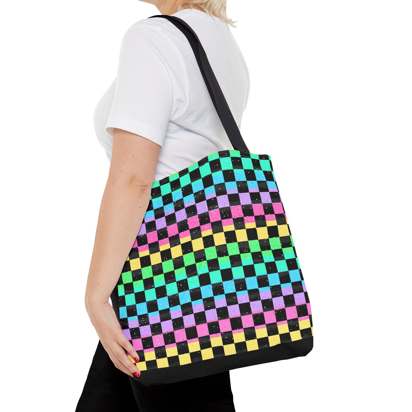 Colorful Checkerboard Tote Bag - Vibrant Reusable Shopping Bag, Eco-Friendly Gift, Summer Beach Accessory, Fashionable Everyday Tote