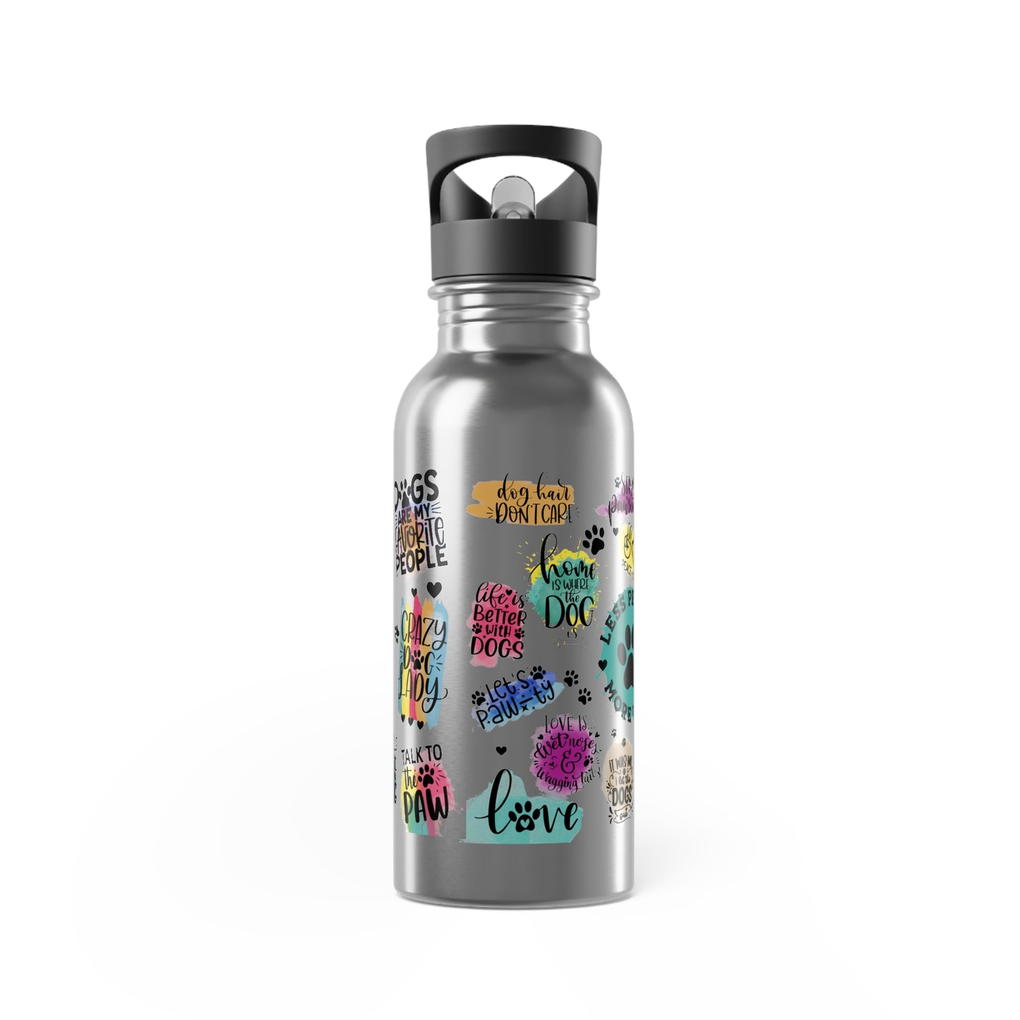 Dog Humor Quotes Stainless Steel Water Bottle With Straw, 20oz, Dog Lovers, Outdoor Lovers, Great Gift Idea for Birthdays, or Any Occasion