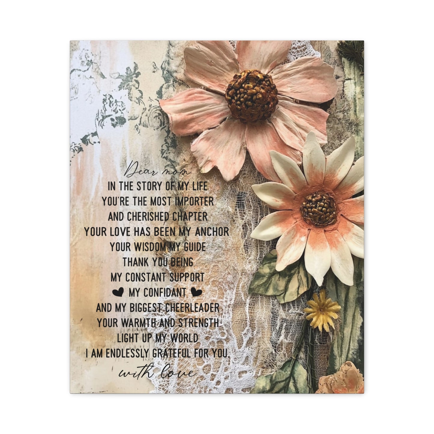 Floral Canvas Wall Art - Heartfelt Mom Appreciation Decor
