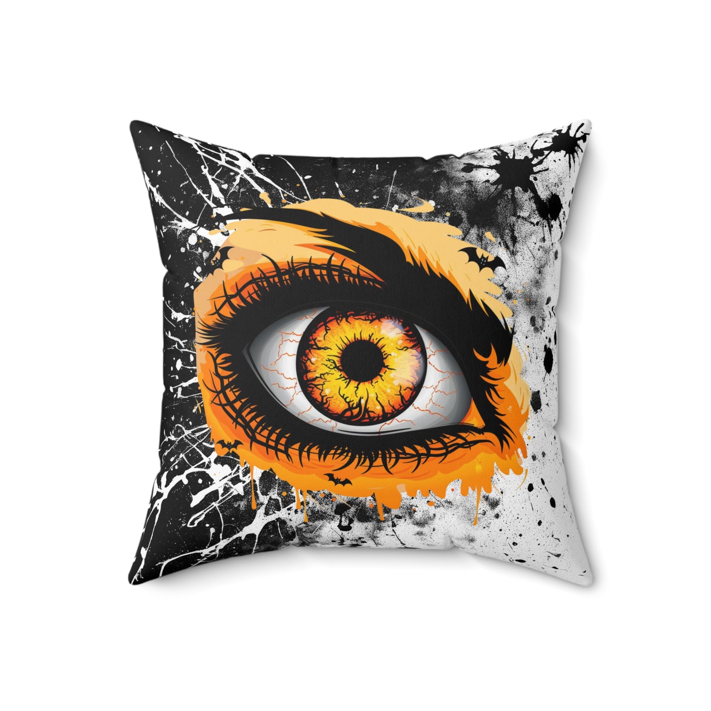 Halloween Theme Spun Polyester Square Pillow, One Monster Eyeball Halloween Decor, Accent for the Holiday, Halloween and Monster Lovers