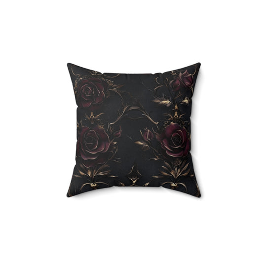 Elegant Gothic Floral Throw Pillow, Vintage Decor, Home Accent, Gift for Her, Cozy Living Room, Mother's Day, Black Rose Design