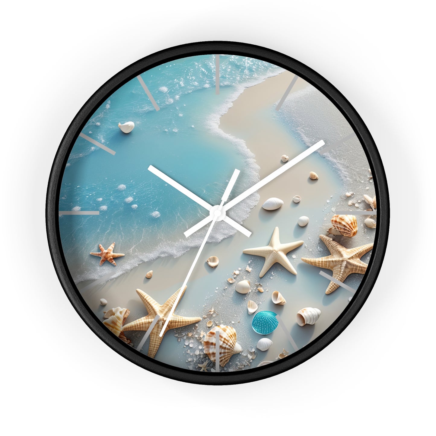 Coastal Serenity Wall Clock - Beach Inspired Home Decor with Seashells