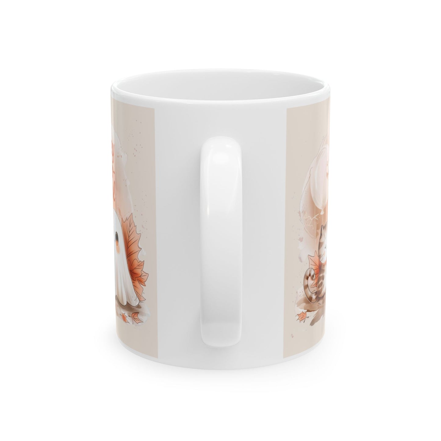 Autumn Hey Boo-tiful Ghost Ceramic Mug, Cozy Fall Mug, Cute Ghost Coffee Cup, Gift for Ghose Lovers, Halloween Decor, Thanksgiving Coffee Mug
