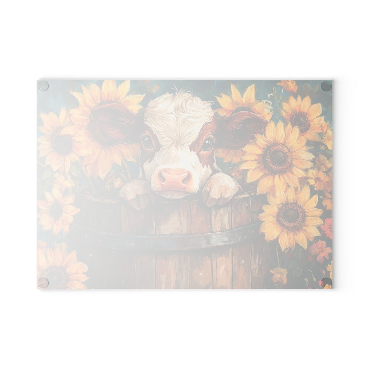 Sunflower Cow Glass Cutting Board