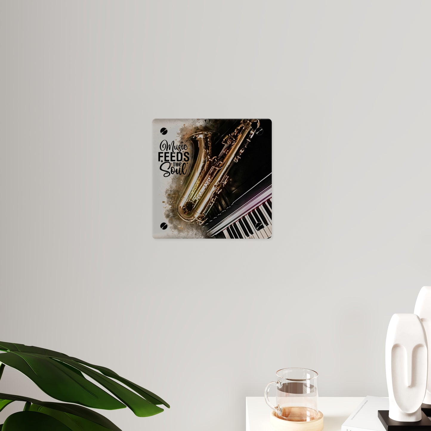 Inspirational Acrylic Wall Art Panel - "Music Feeds the Soul"