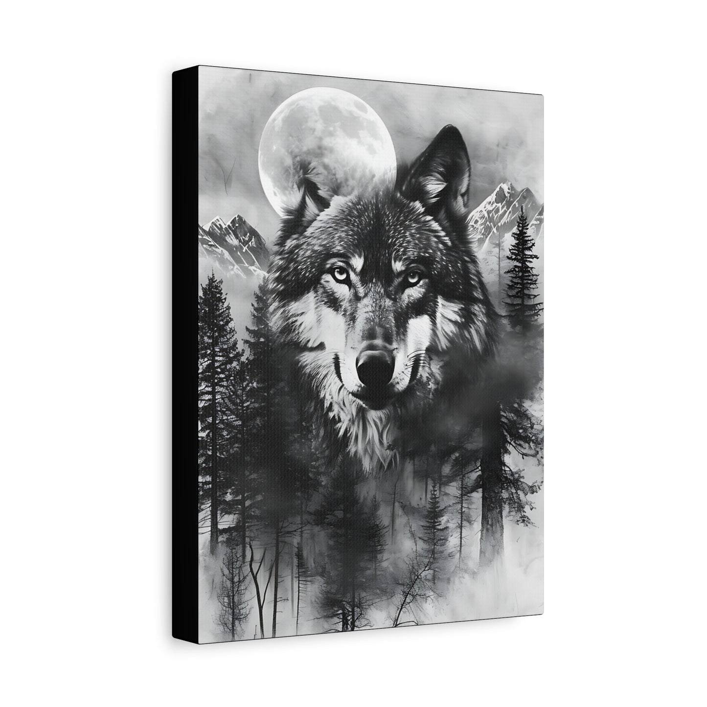 Majestic Wolf Canvas Wall Art - Black and White Wilderness Decor