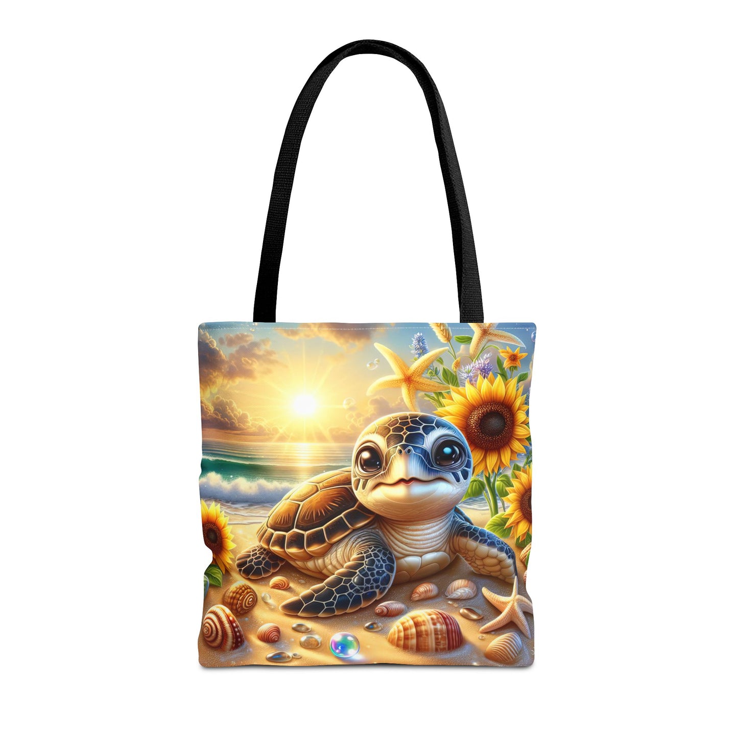 Beachy Turtle Tote Bag | Sea Life AOP Bag | Summer Accessories | Eco-Friendly Vacation Tote | Gift for Ocean Lovers