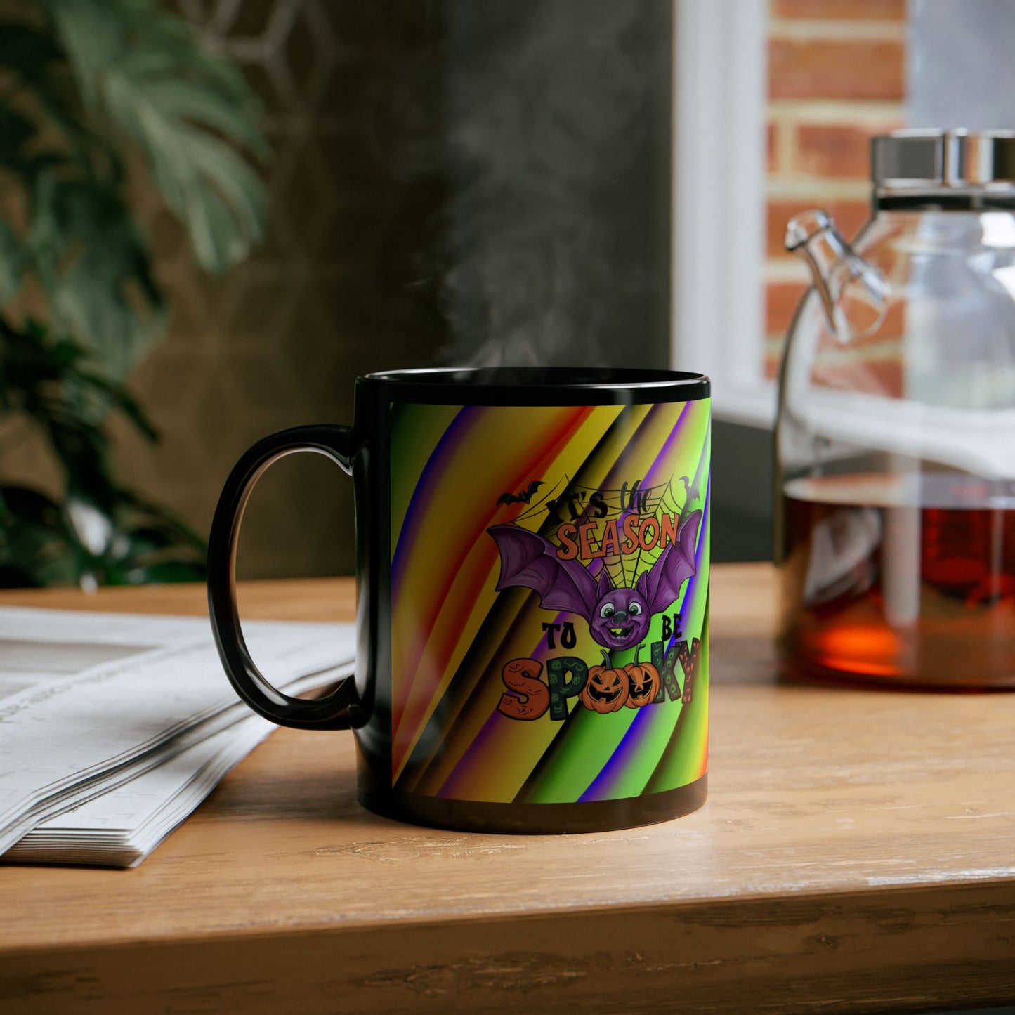 Halloween Theme Black Mug (11oz, 15oz), Cute Halloween Expression, Halloween Lovers, Coffee, Tea, Hot Chocolate Lovers Gift Idea